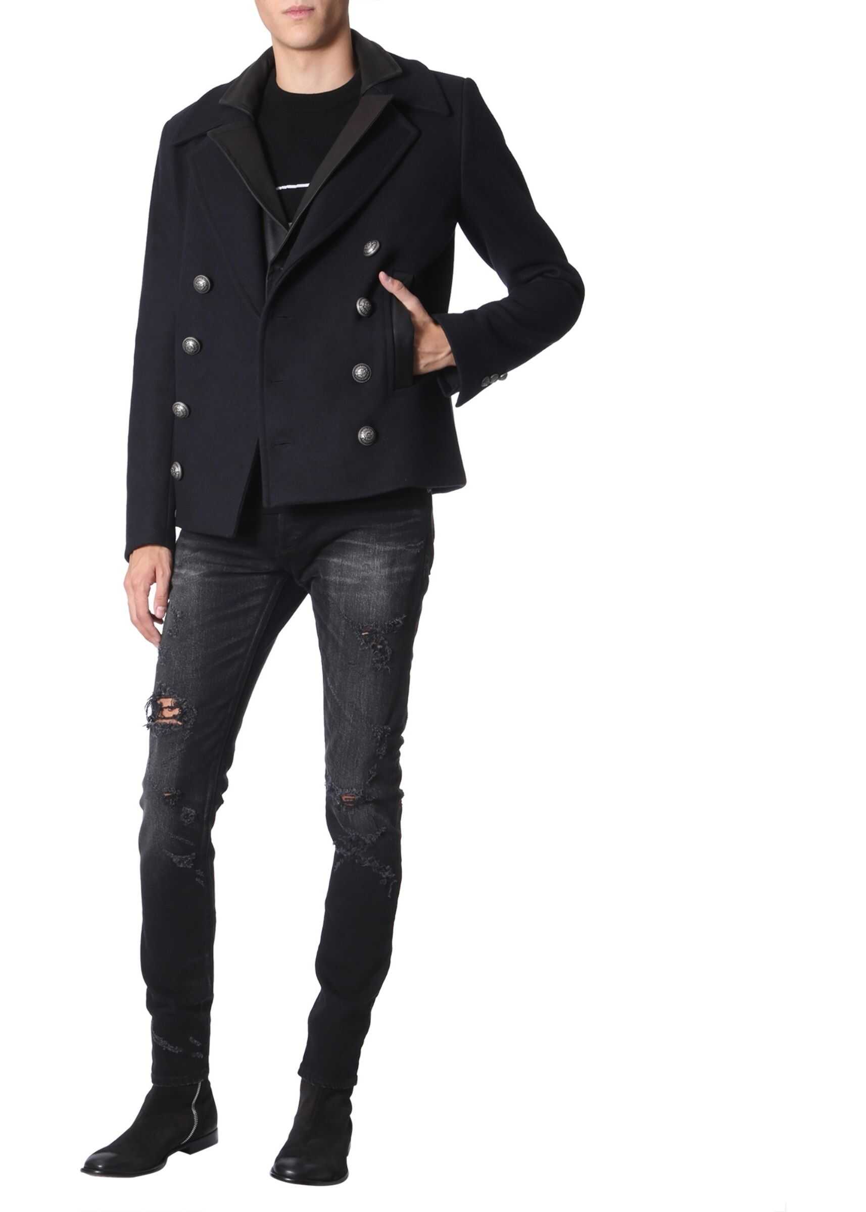 Balmain Double-Breasted Caban BLUE