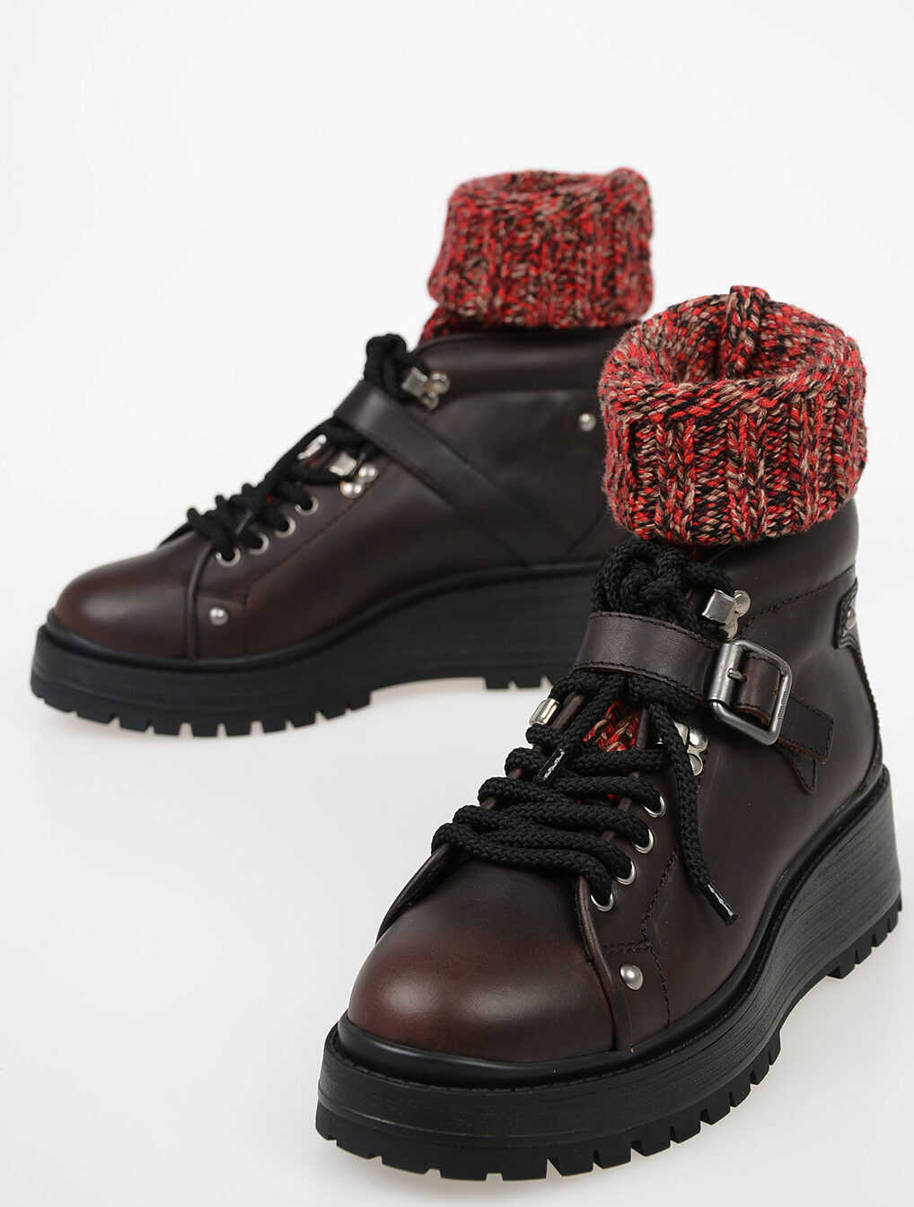 Miu Miu Leather Pull Up Boots BROWN
