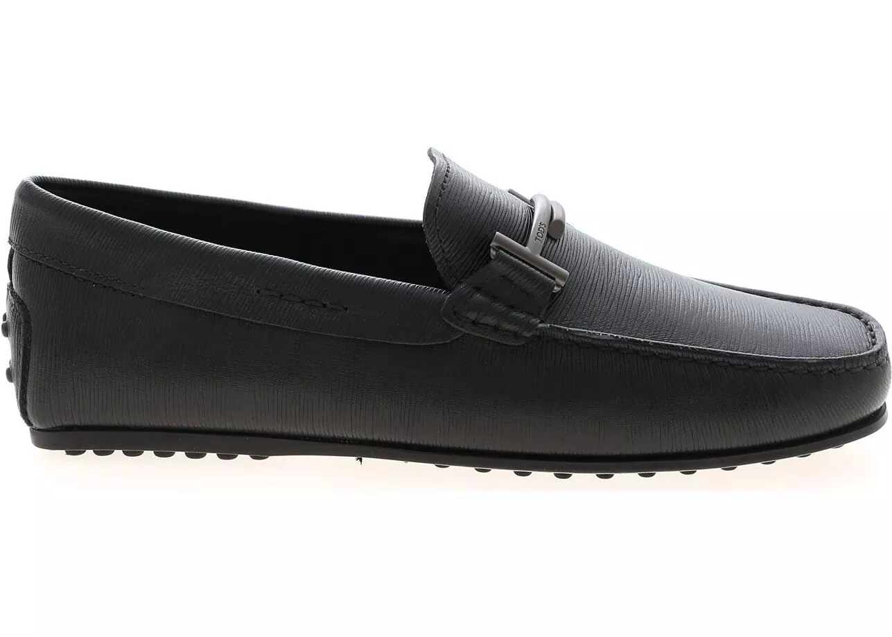 TOD'S Black Driver Moccasins With Double T Logo Black