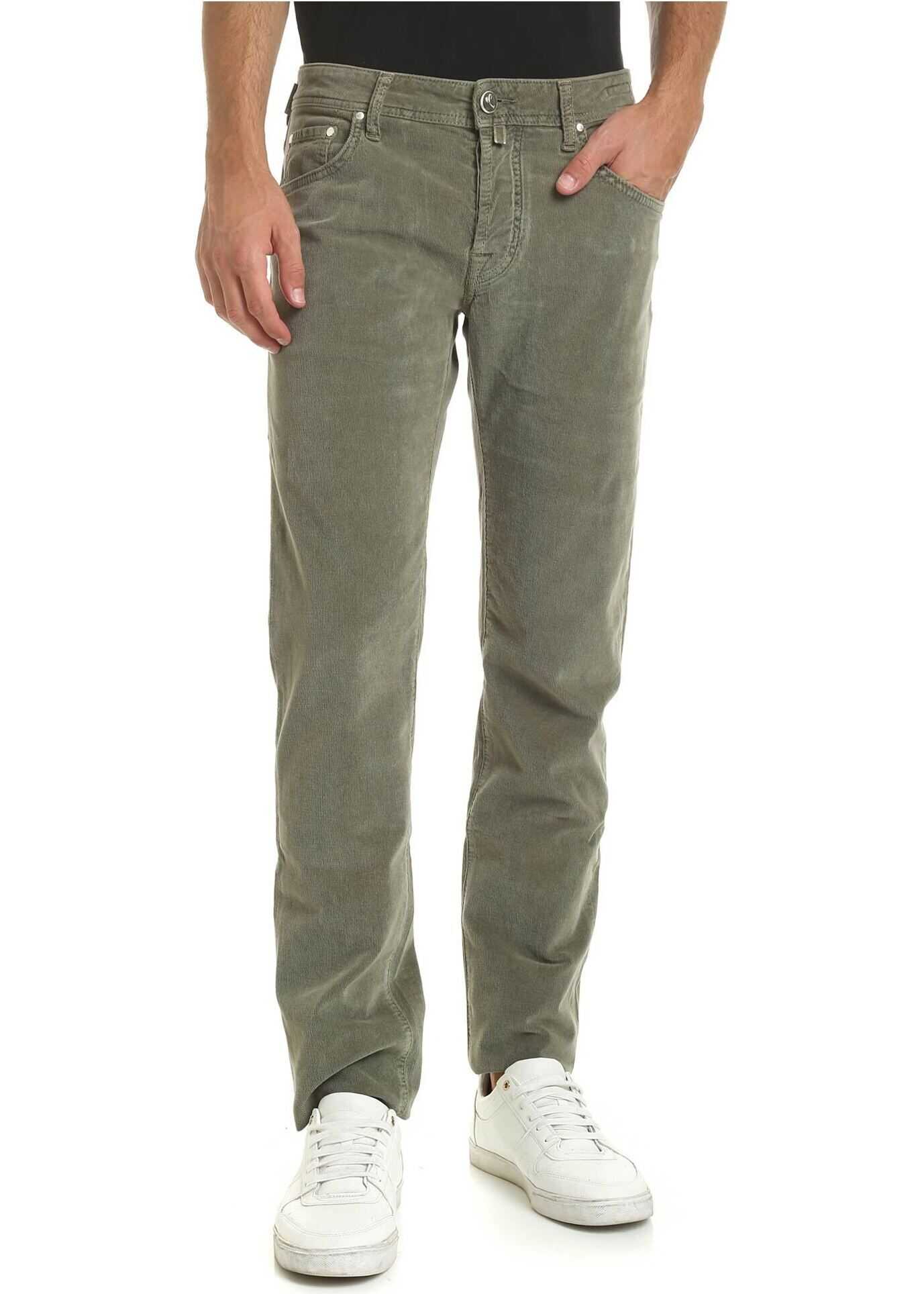 Jacob Cohen Trousers In Green With Calf Hair Label Green