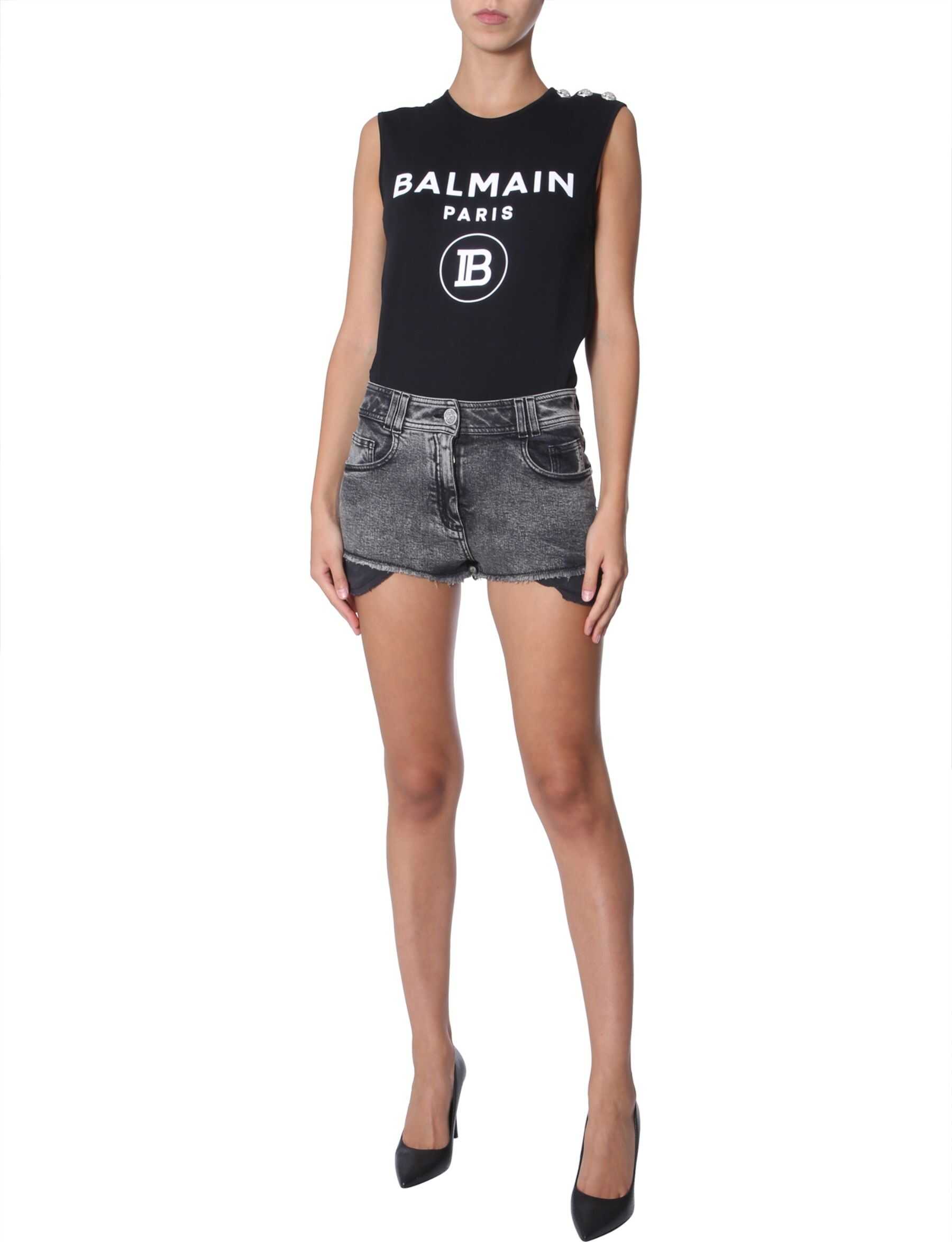 Balmain Top With Flocked Logo BLACK
