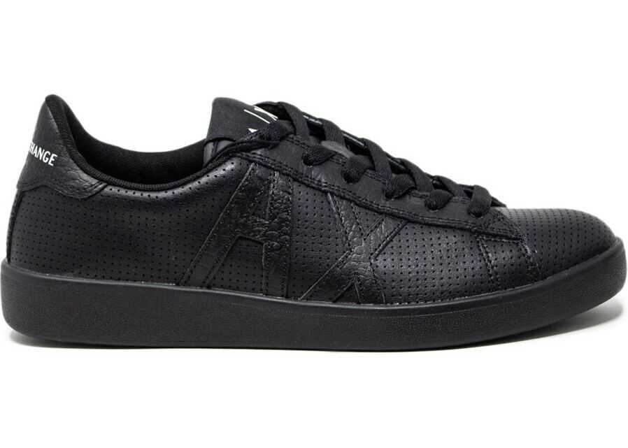 Armani Exchange Leather Sneakers BLACK