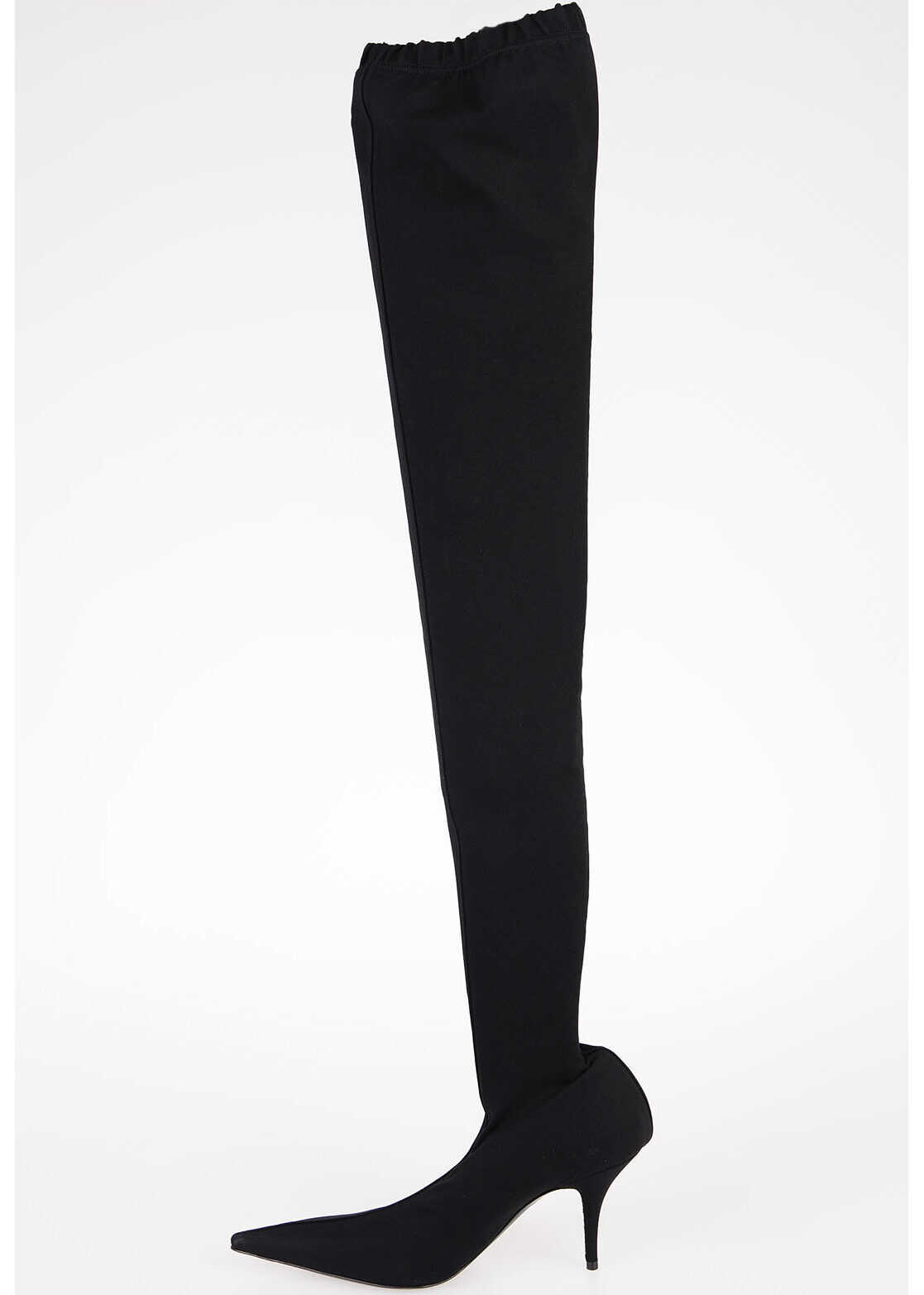 Cizma Balenciaga 8cm Fabric Stretch Boots BLACK