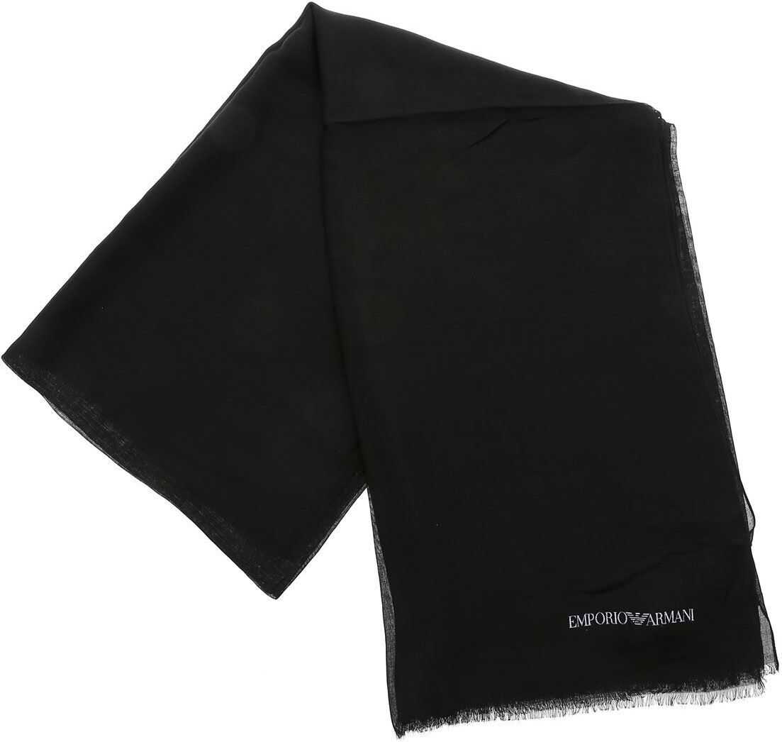 Emporio Armani Black Scarf With Logo Black