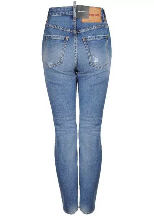 Pantaloni casual DSQUARED2 Tight Cropped S72LB0216 Niebieski Barbati (BM 7043144) 3
