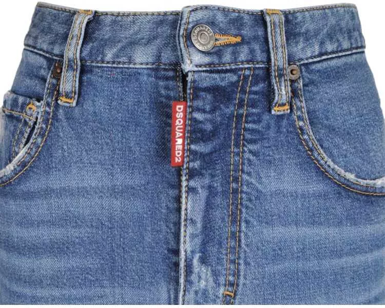 Pantaloni casual DSQUARED2 Tight Cropped S72LB0216 Niebieski Barbati (BM 7043144) 8