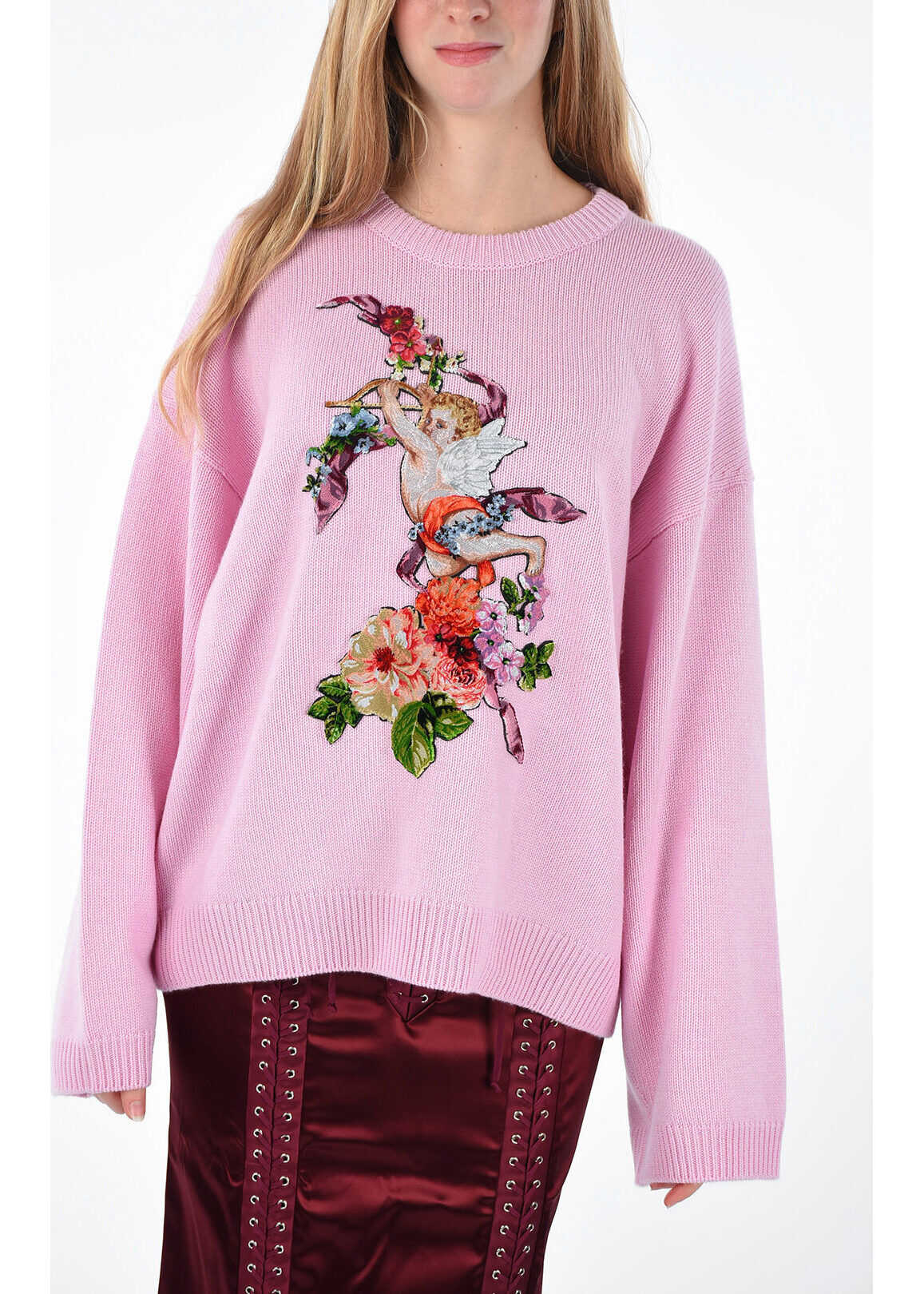 Dolce & Gabbana Cashmere Embroidery Sweater PINK