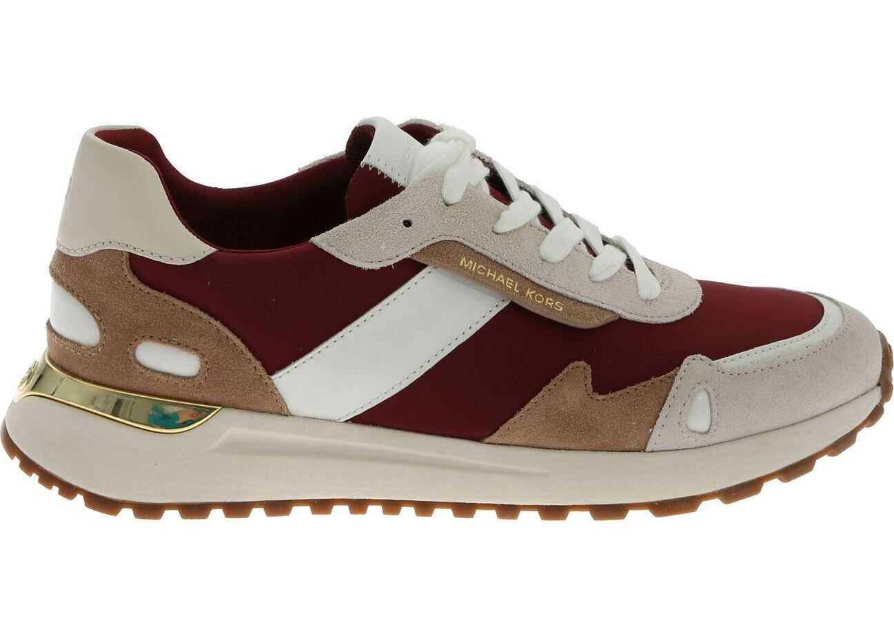 Michael Kors Monroe Trainer Sneakers In Burgundy And Ecrù Red