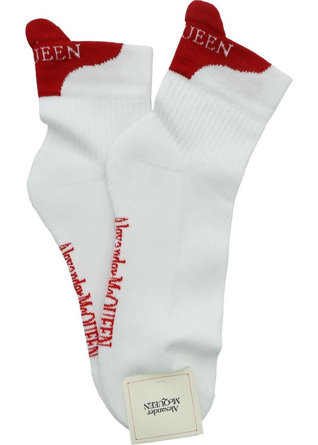 Alexander McQueen White And Red Socks With Logo White