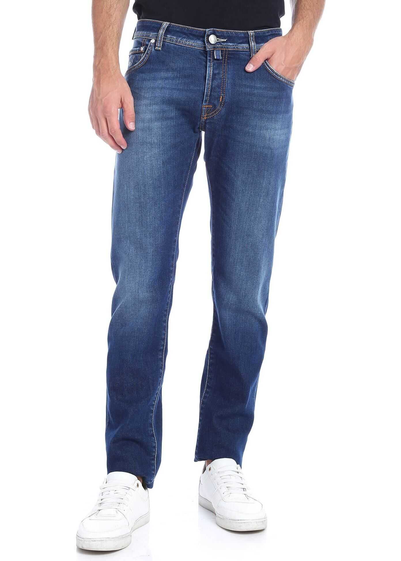 Jeans With Logo In Natural Indigo Wash