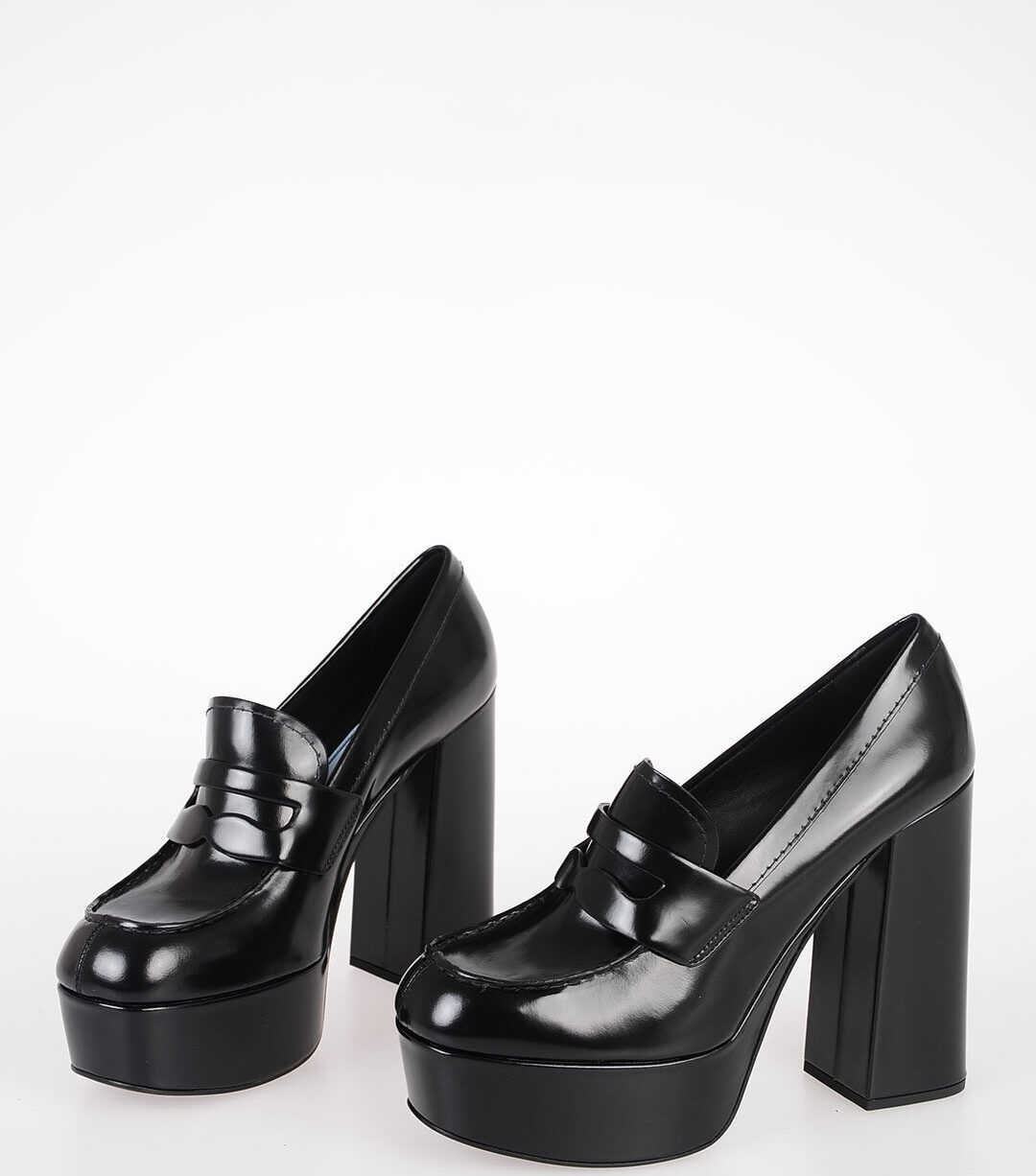 Prada 13cm Brushed Leather shoes BLACK