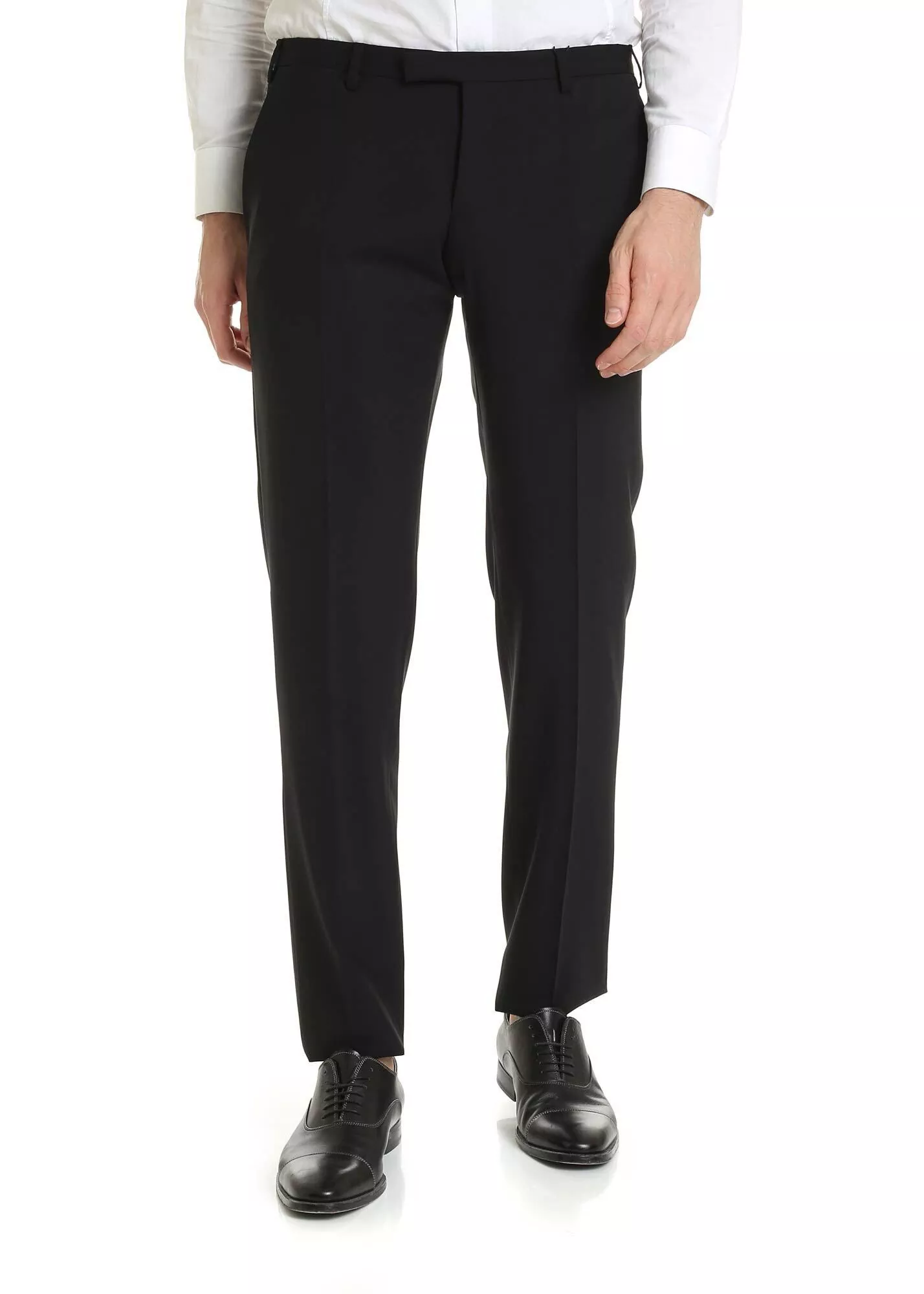 Emporio Armani Virgin Wool Trousers In Black Black