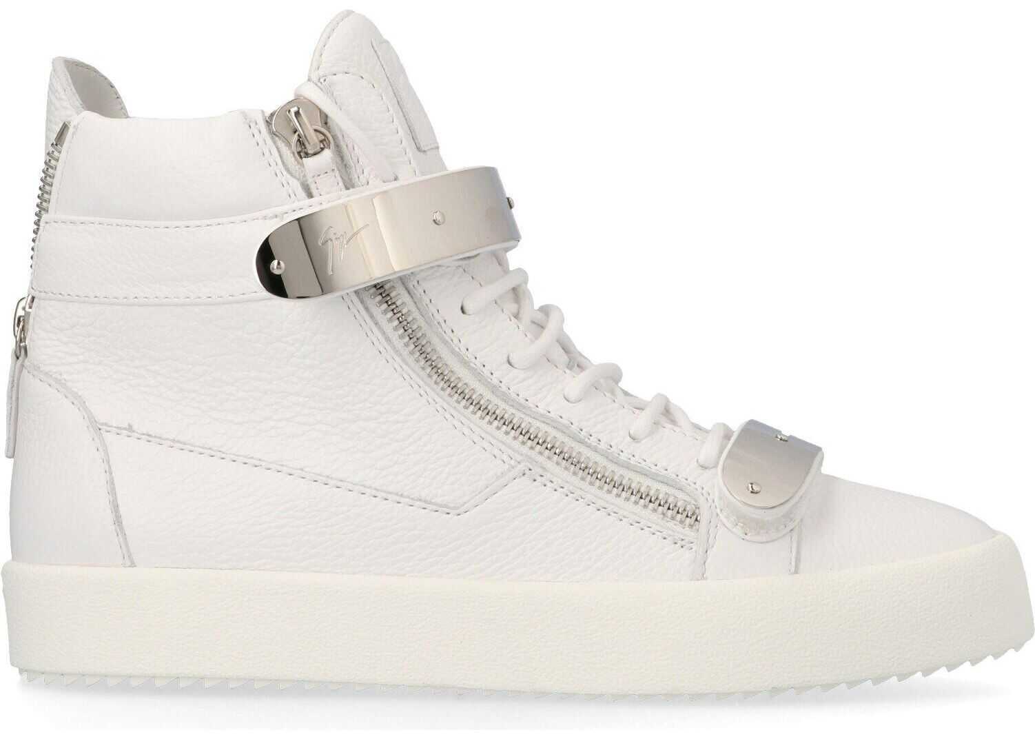 Giuseppe Zanotti Leather Hi Top Sneakers WHITE