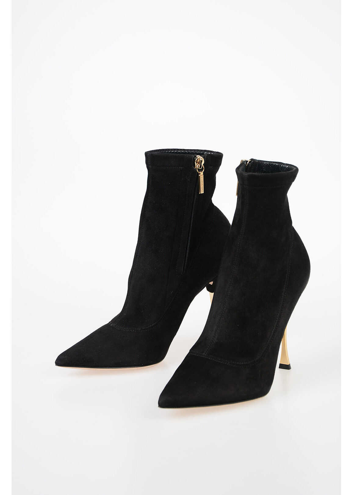 Dolce & Gabbana 10cm Stretch Suede Boots BLACK