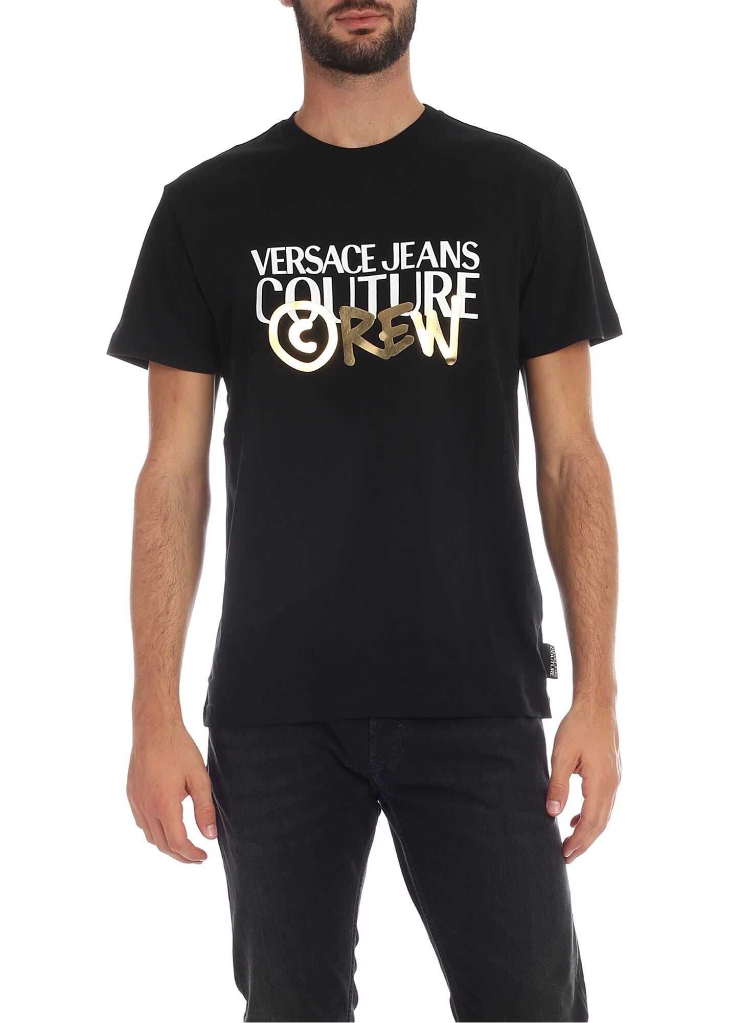Versace Jeans Couture Graffiti Logo T-Shirt In Black Black