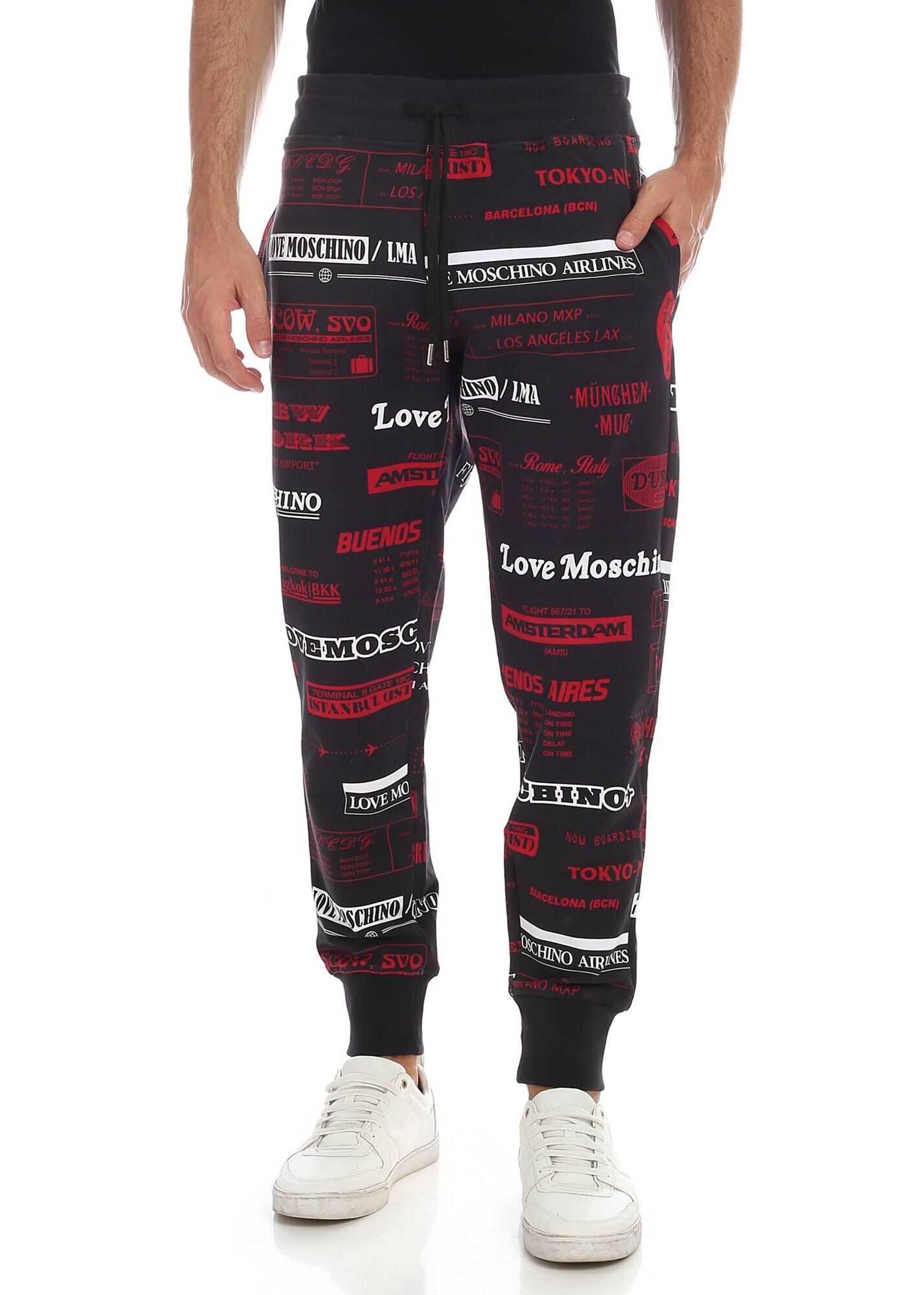 LOVE Moschino Trousers With Red And Black Prints Black