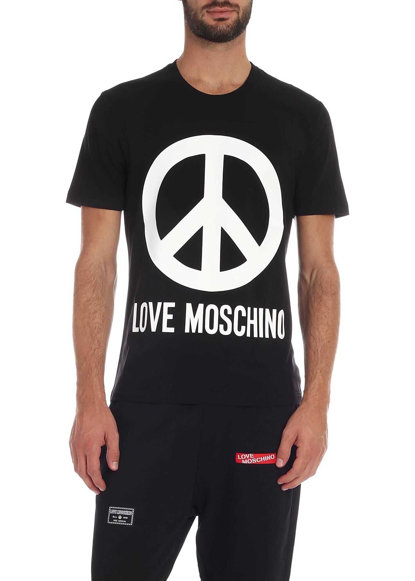 LOVE Moschino Peace Logo T-Shirt In Black Black