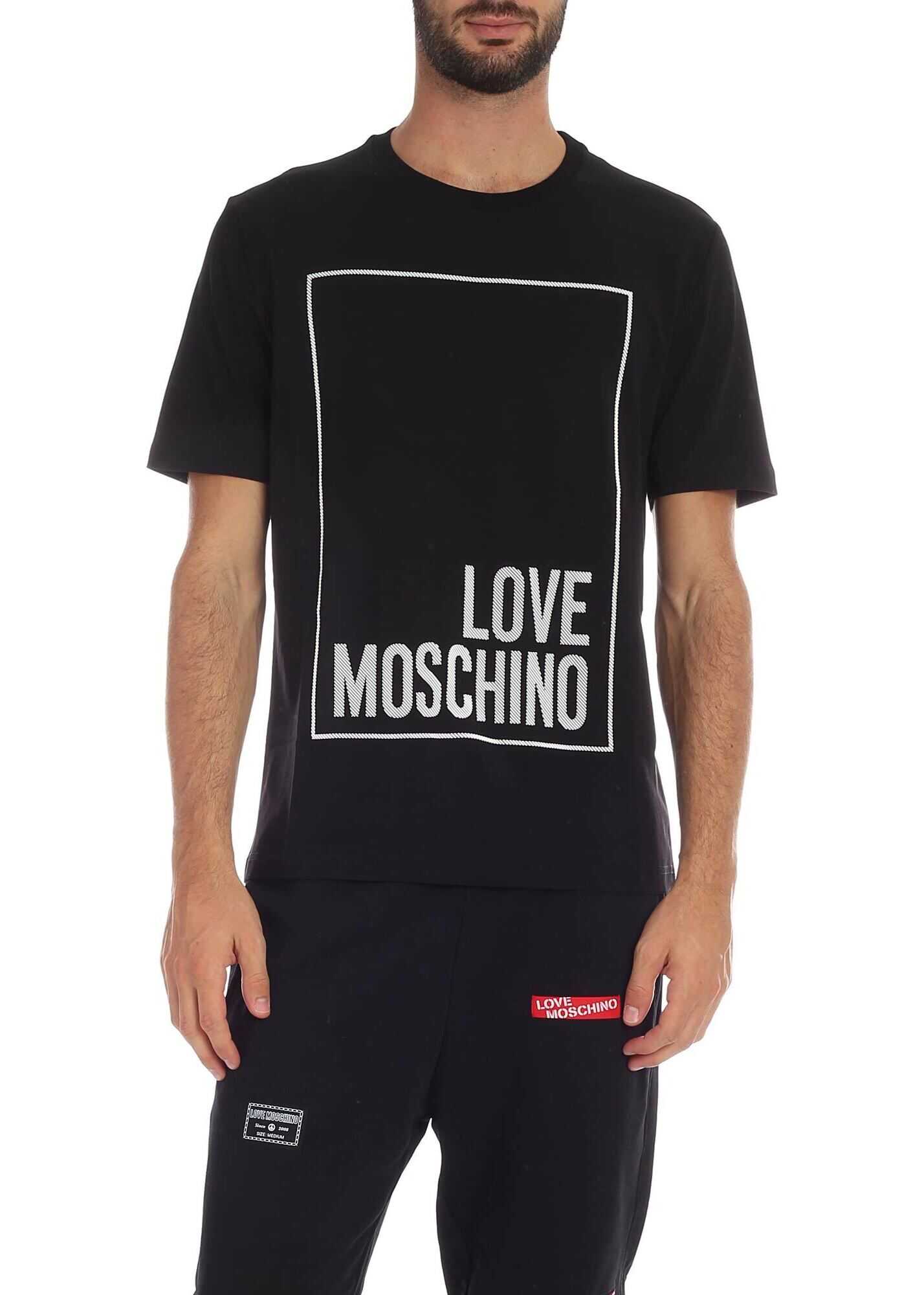 LOVE Moschino Rubber Logo T-Shirt In Black Black