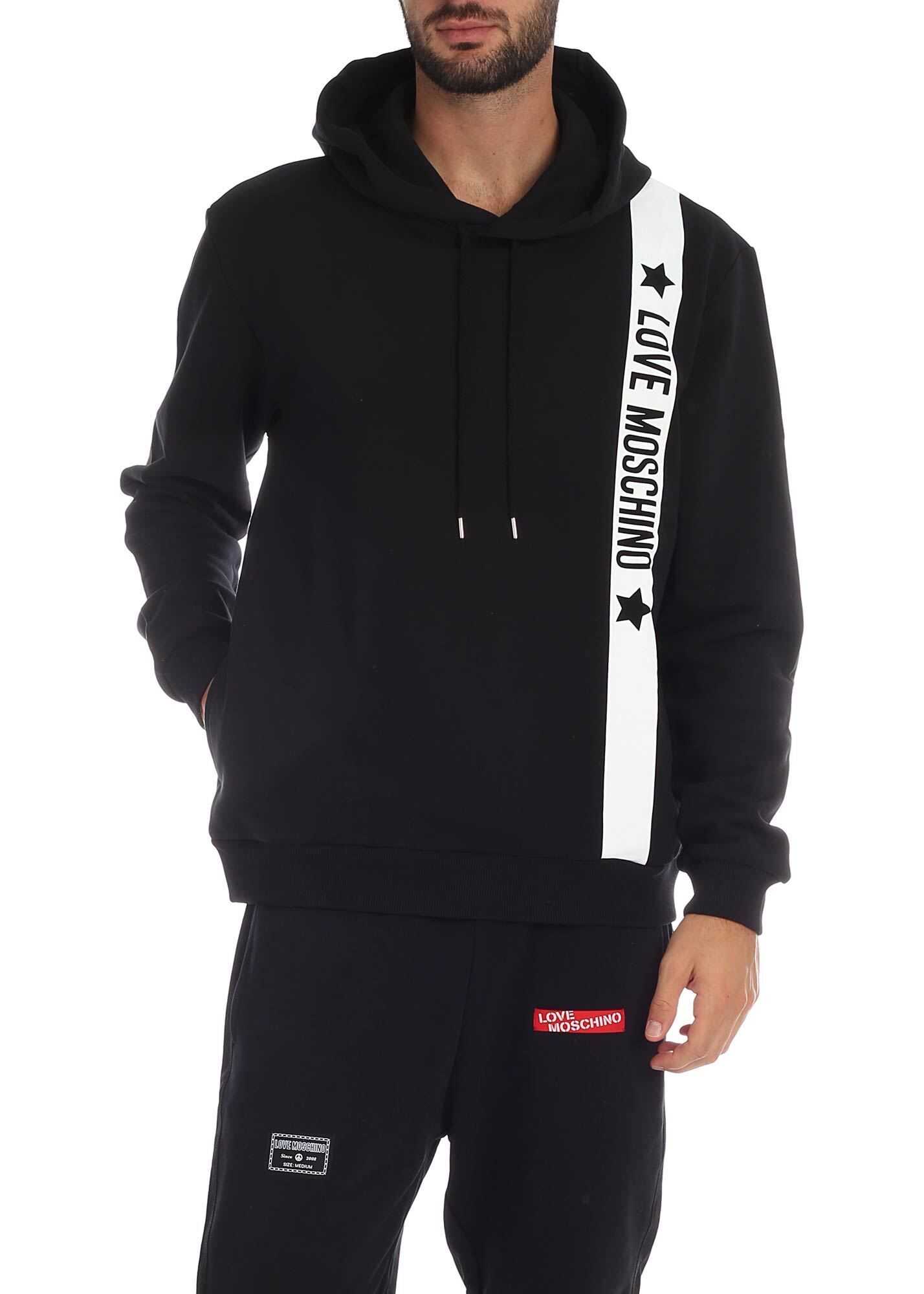 LOVE Moschino Logo Band Hoodie In Black Black
