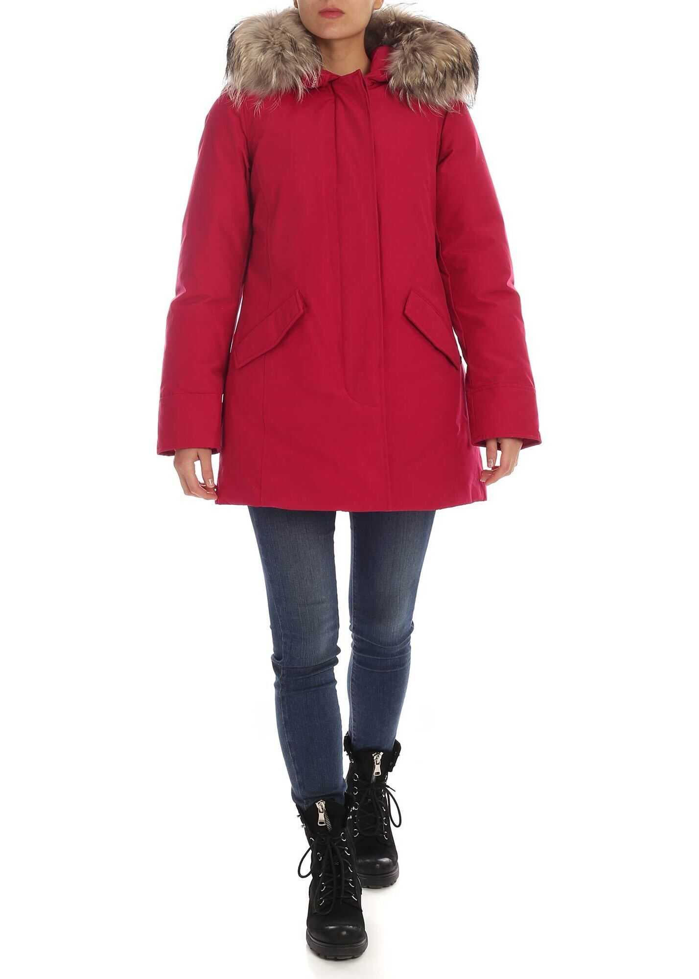 Woolrich Arctic Parka Coat In Strawberry Red Red