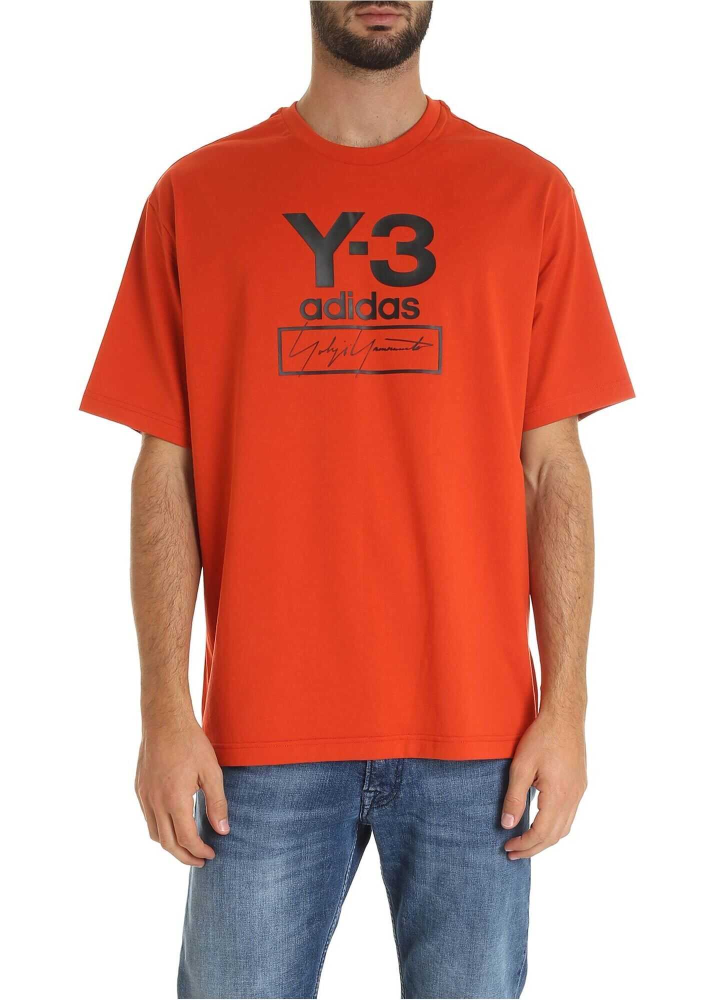 Y-3 T-Shirt In Orange With Black Logo Orange