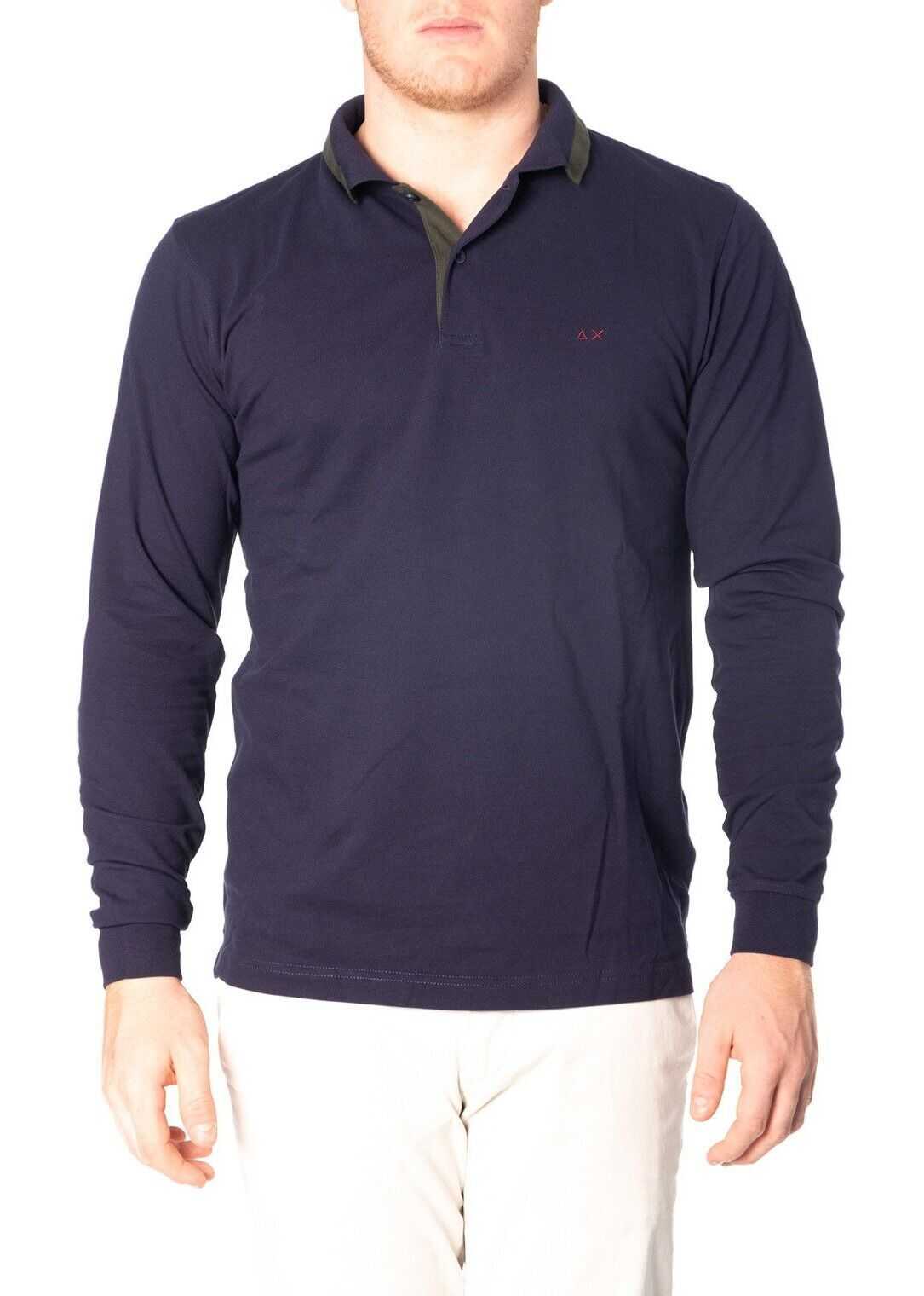 SUN 68 Cotton Polo Shirt BLUE