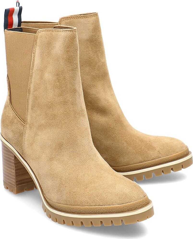Tommy Hilfiger Sporty Mid Heel Chelsea Beżowy