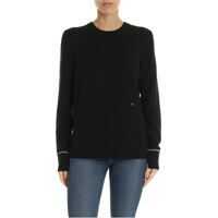 Pulovere casual Black Pullover With Logo Embroidery Femei