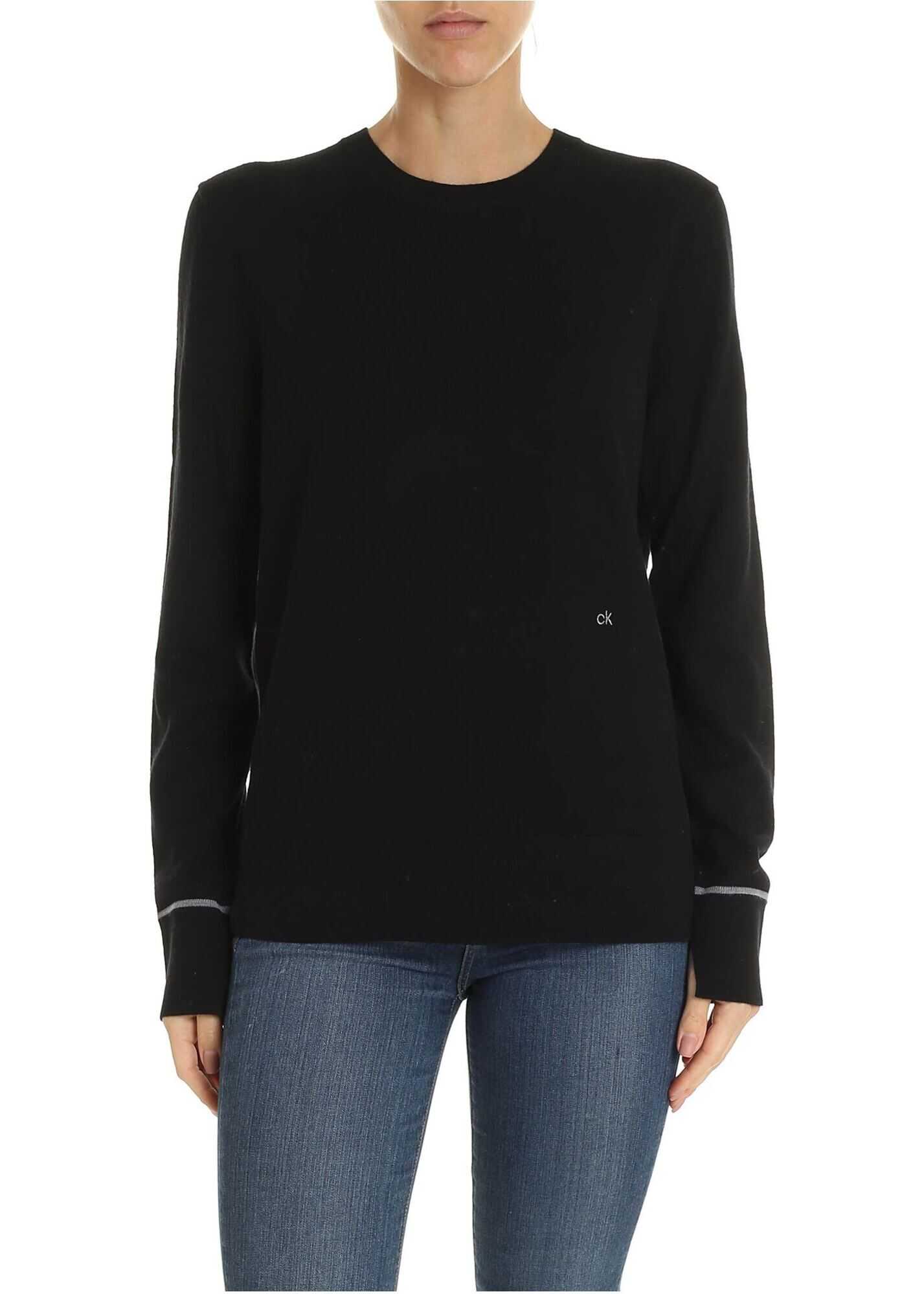 Calvin Klein Black Pullover With Logo Embroidery Black