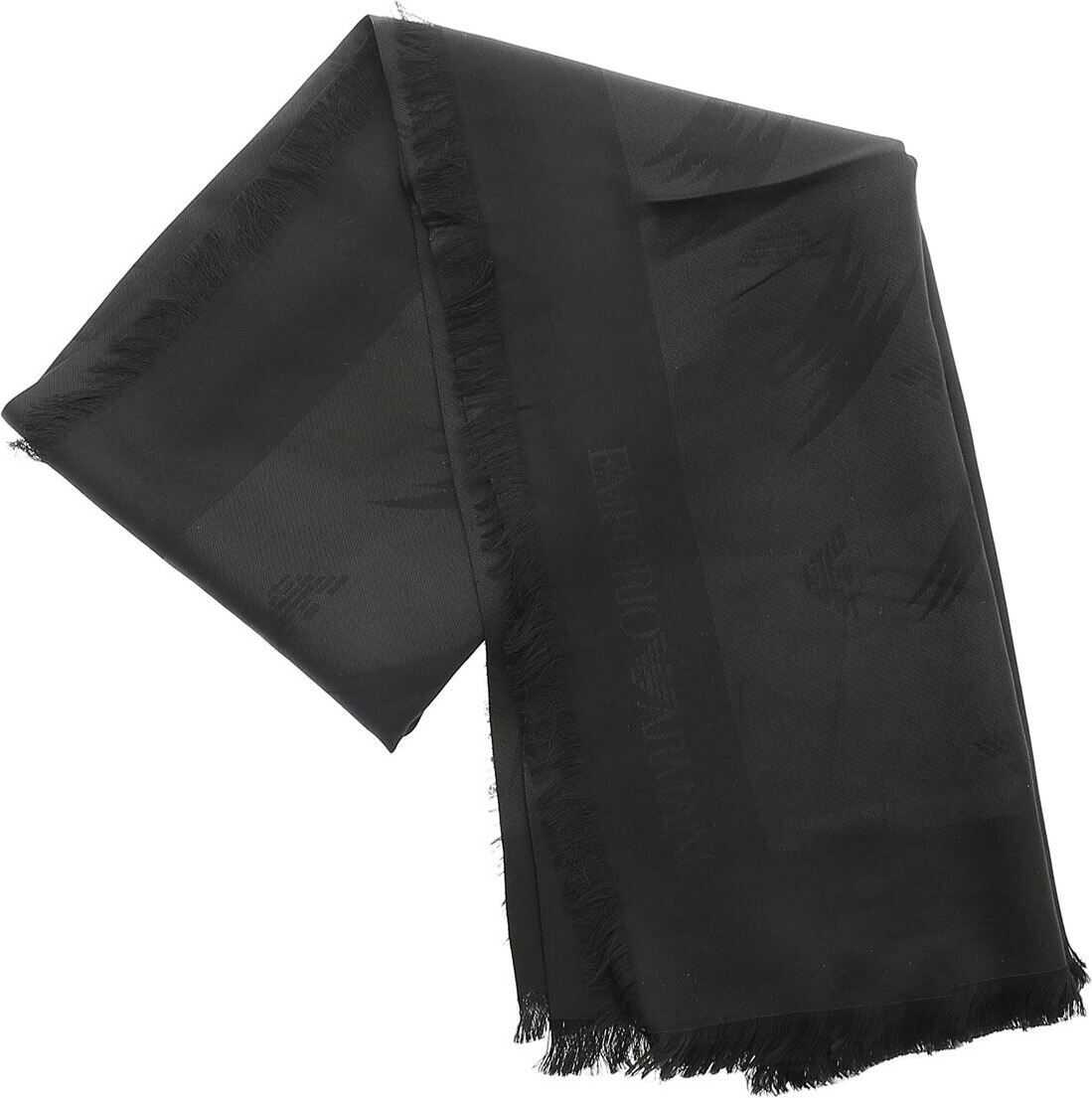 Emporio Armani Black Pashmina With Logo Details Black