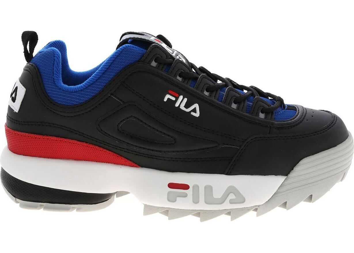 Fila Disruptor Sneakers In Black And Electric Blue Black