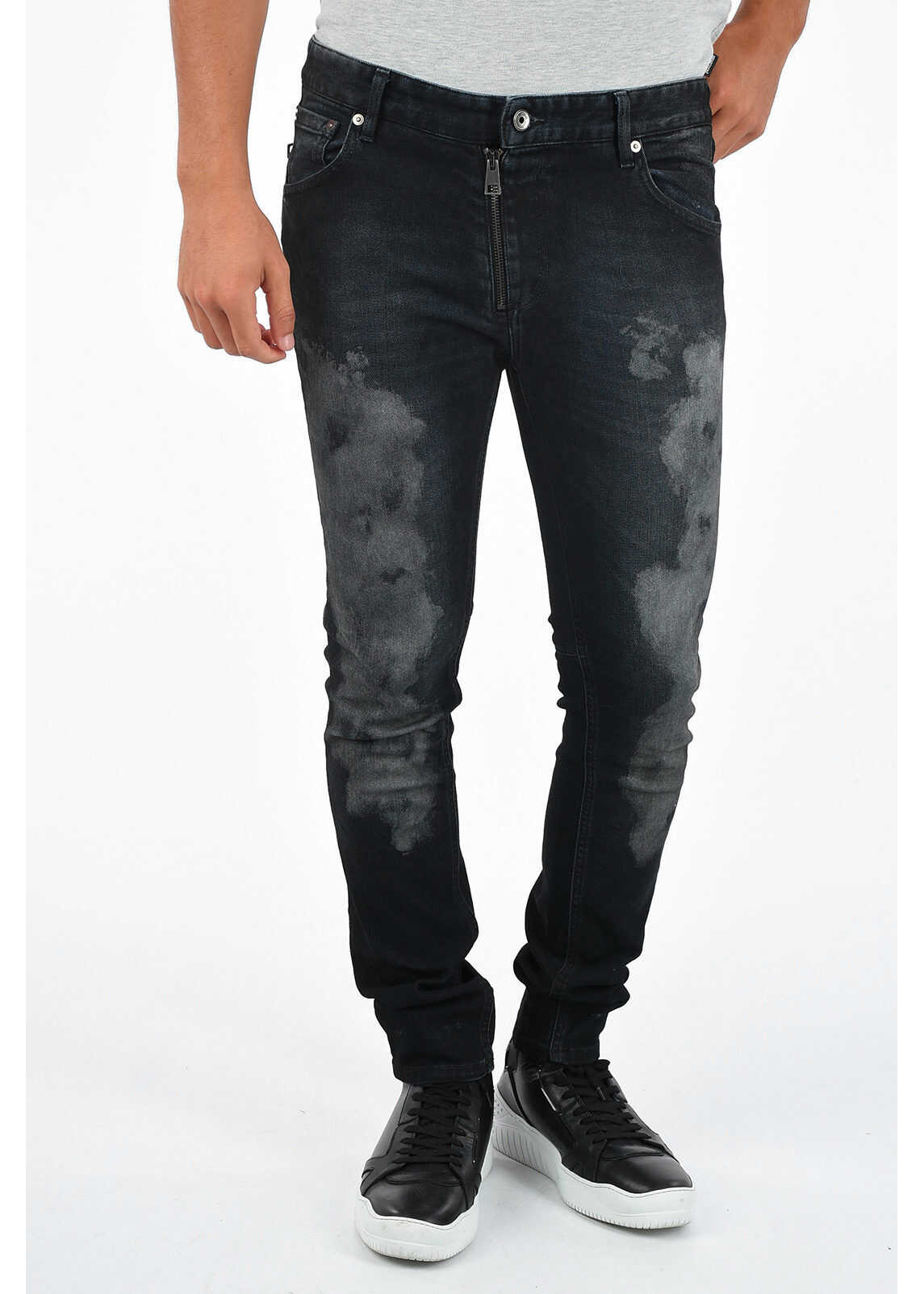 Blug Just Cavalli 15cm Stretch Denim Printed Jeans BLACK