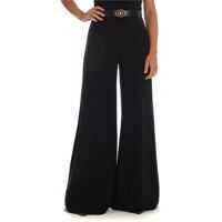 Pantaloni casual Black Palazzo Trousers With Belt Femei