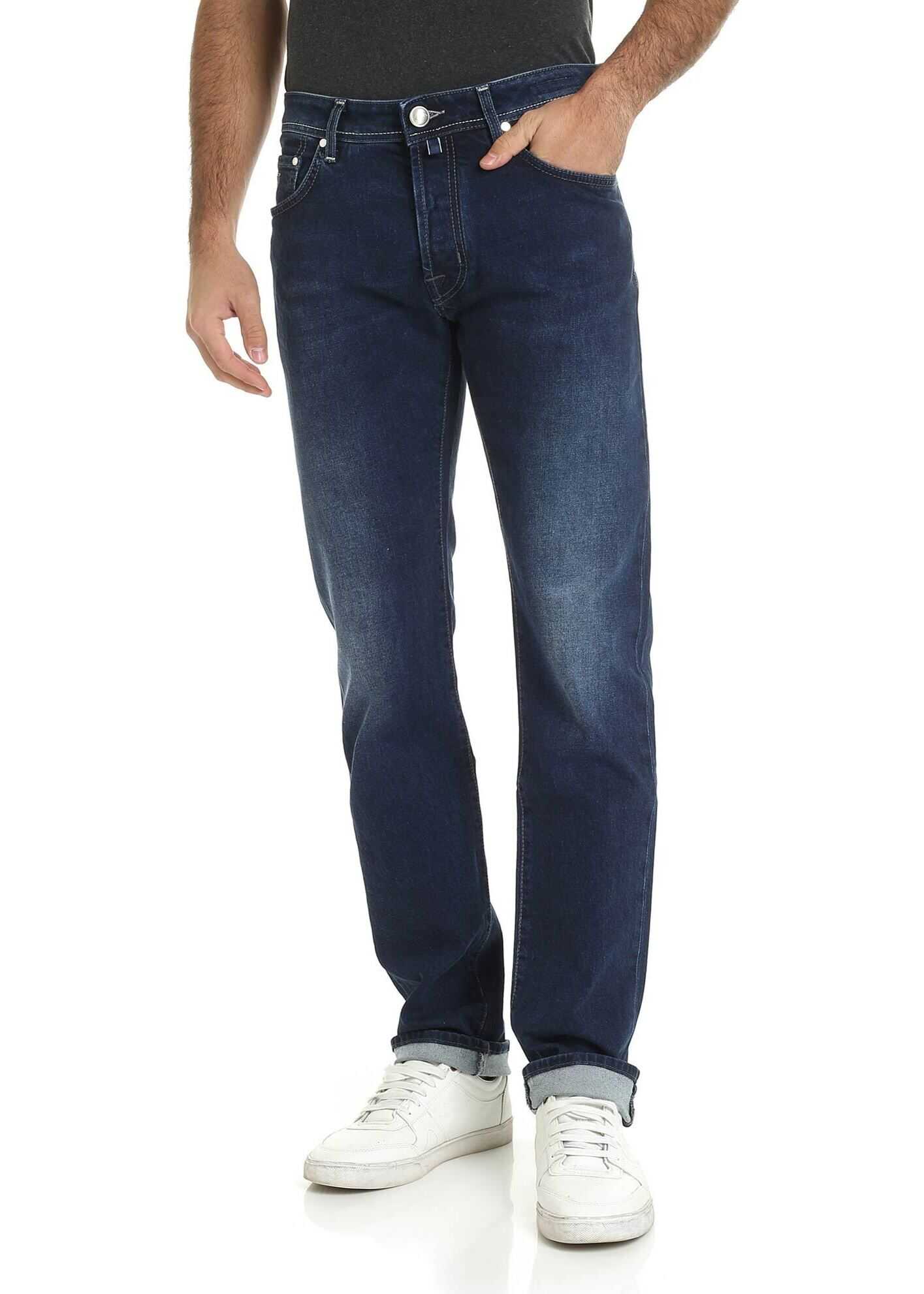 Blug Jacob Cohen Blue Jeans With Blue Logo Label Blue
