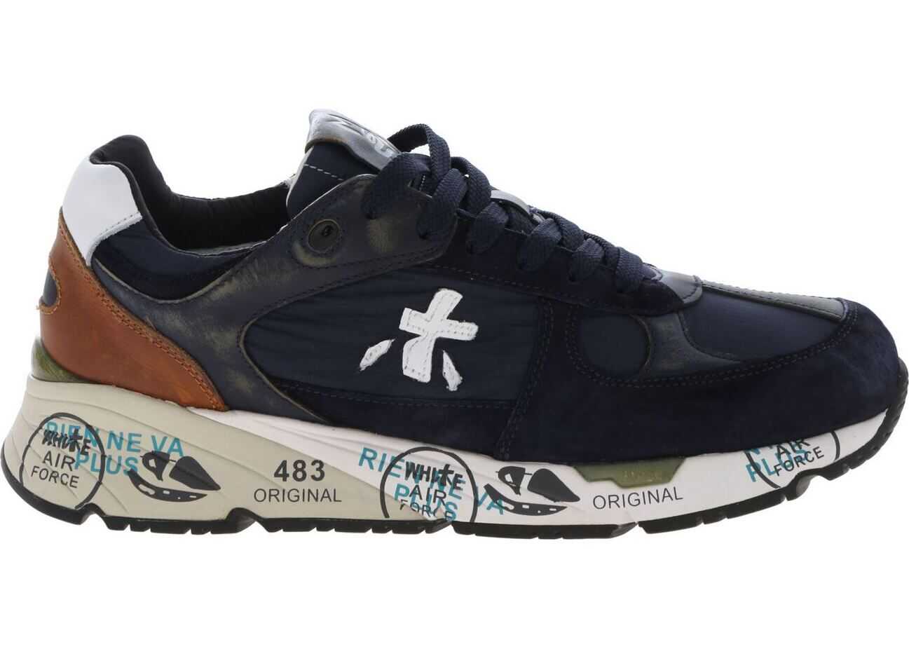 Premiata Mase Sneakers In Blue And Brown Blue