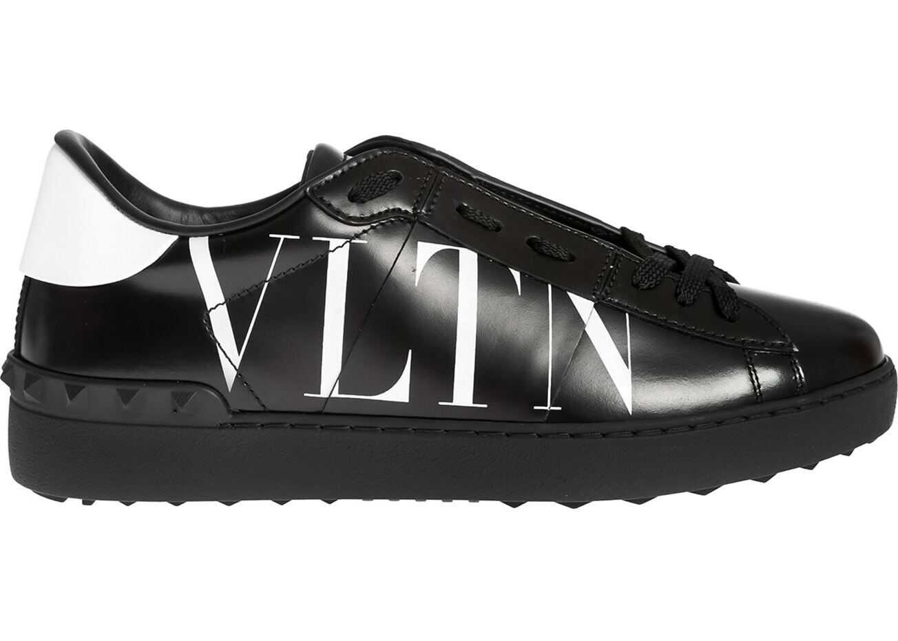 Valentino Garavani Open Sneakers In Black With Vltn Print Black