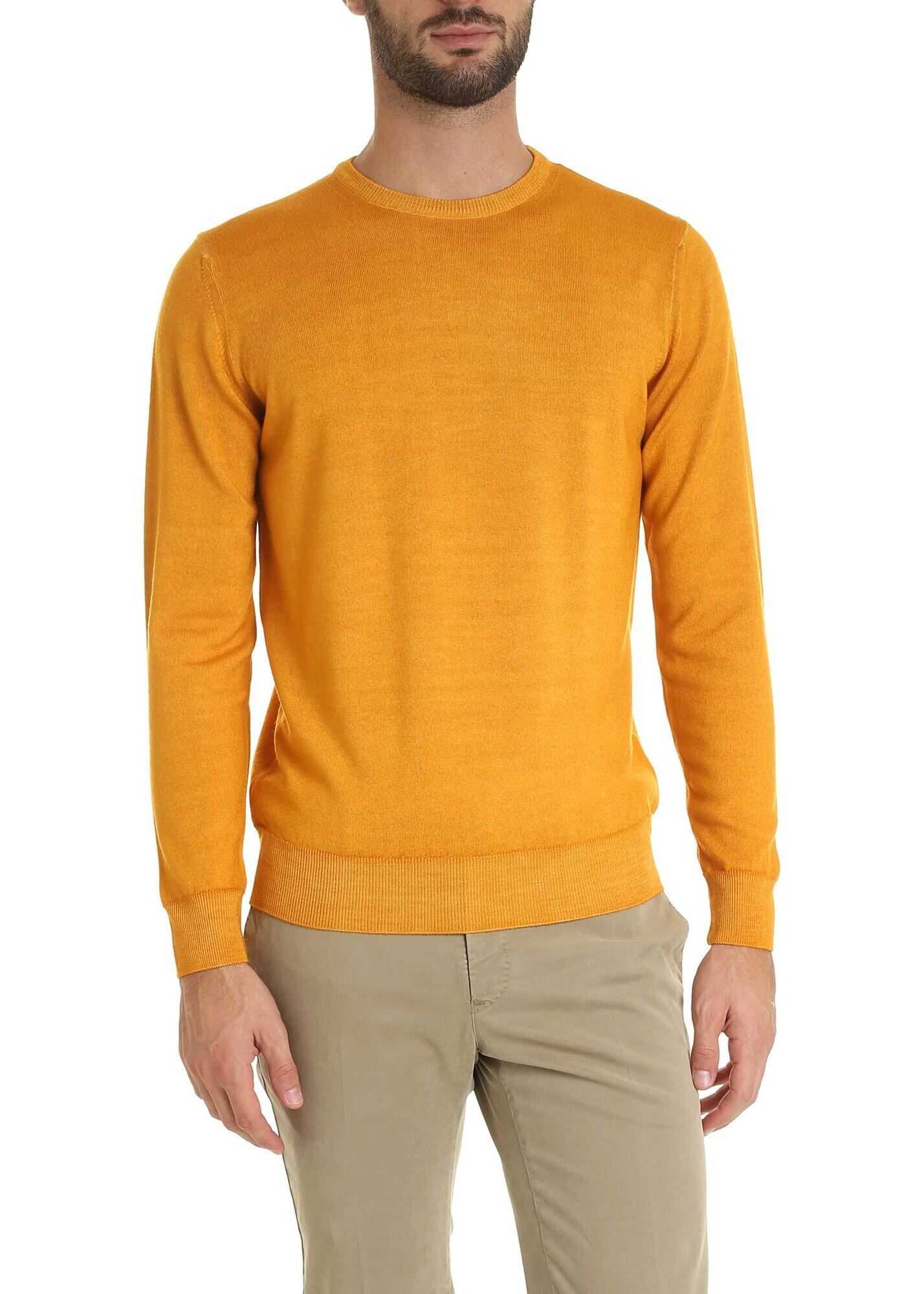 Kangra Cashmere Ocher Melange Colored Pullover Yellow