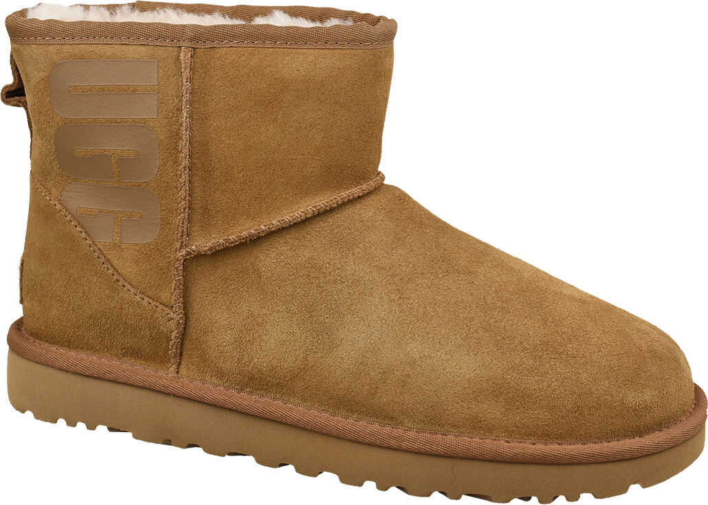 Bocanc UGG Classic Mini UGG Rubber Logo Brown