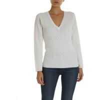 Pulovere casual White Pullover With Braid Pattern Femei