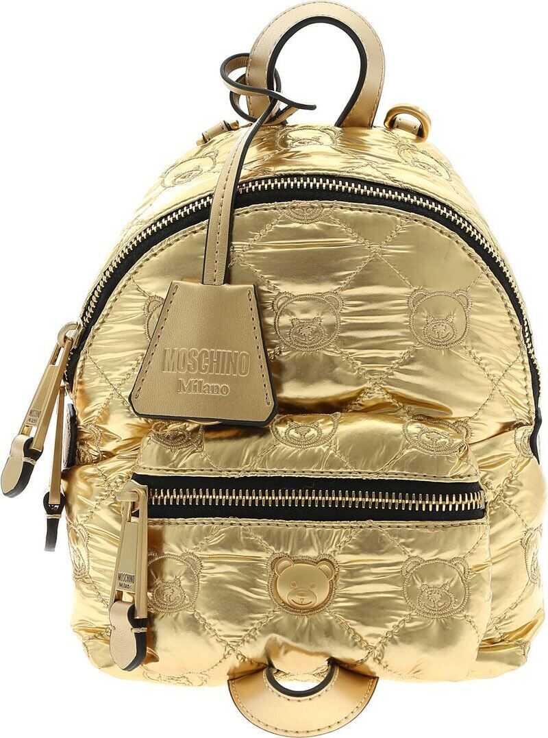 Moschino Mini Teddy Bear Backpack In Gold Color Gold