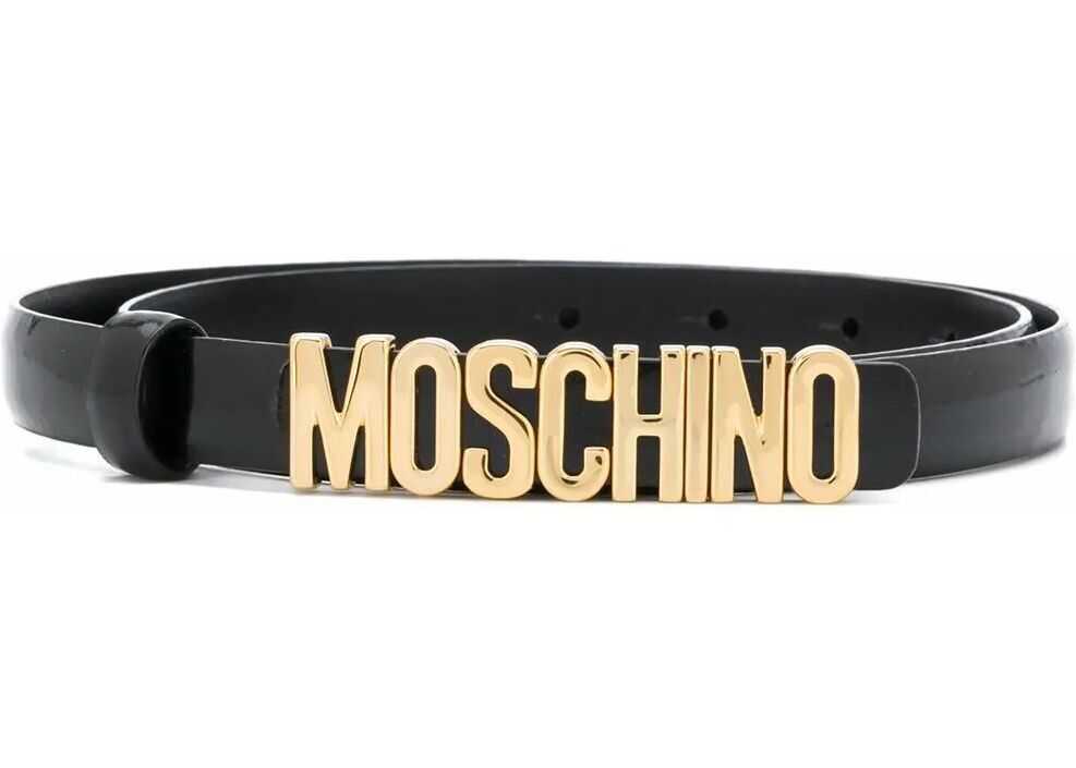 Moschino A80108007555 Leather Belt BLACK