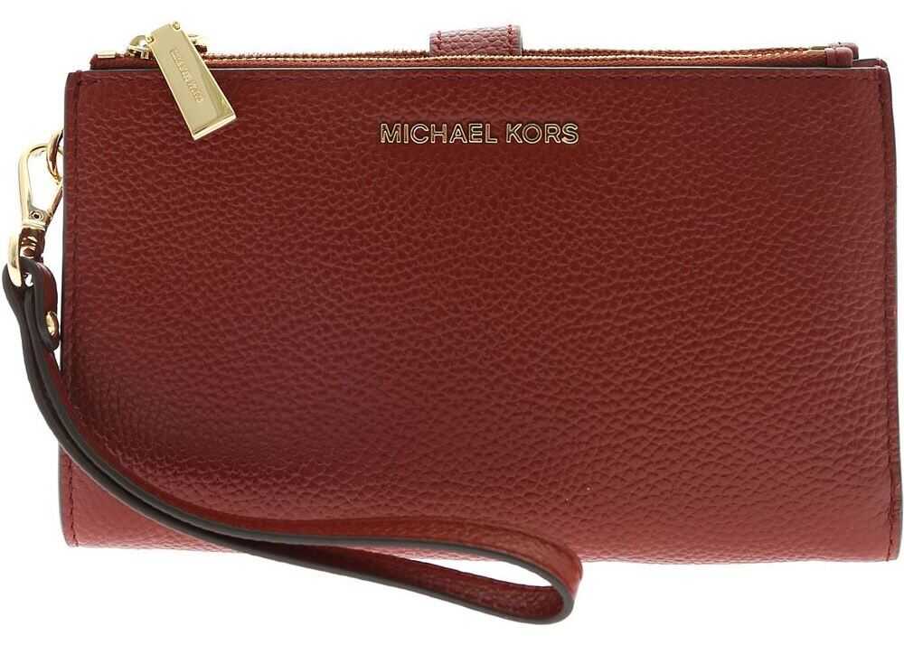 Michael Kors Adele Wallet In Burgundy Color Red