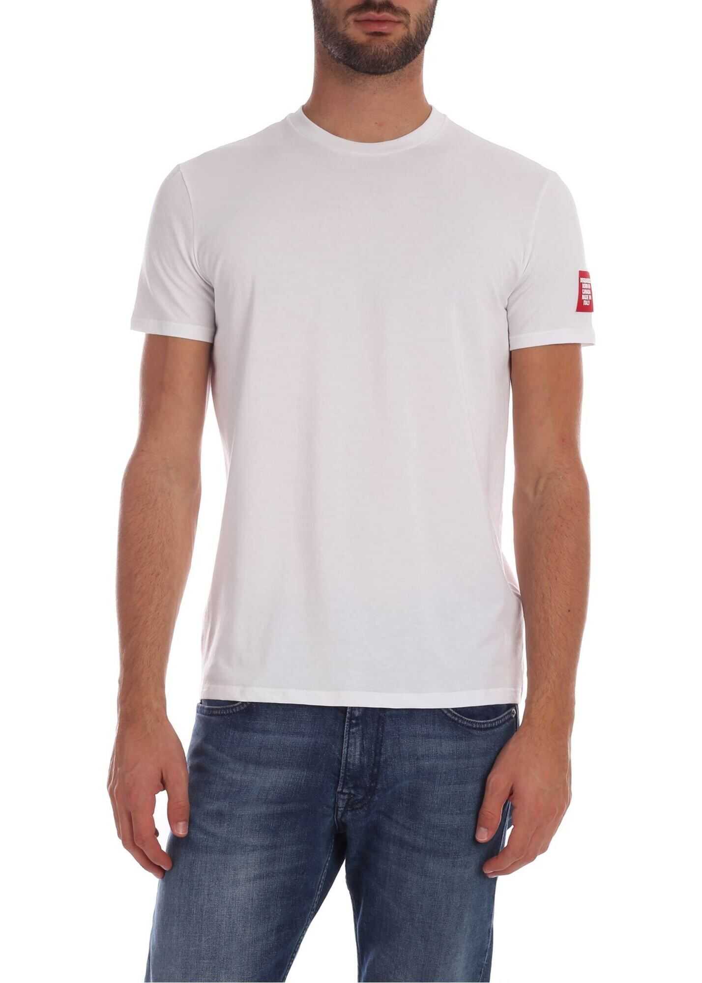 White T-Shirt With Logo Patch