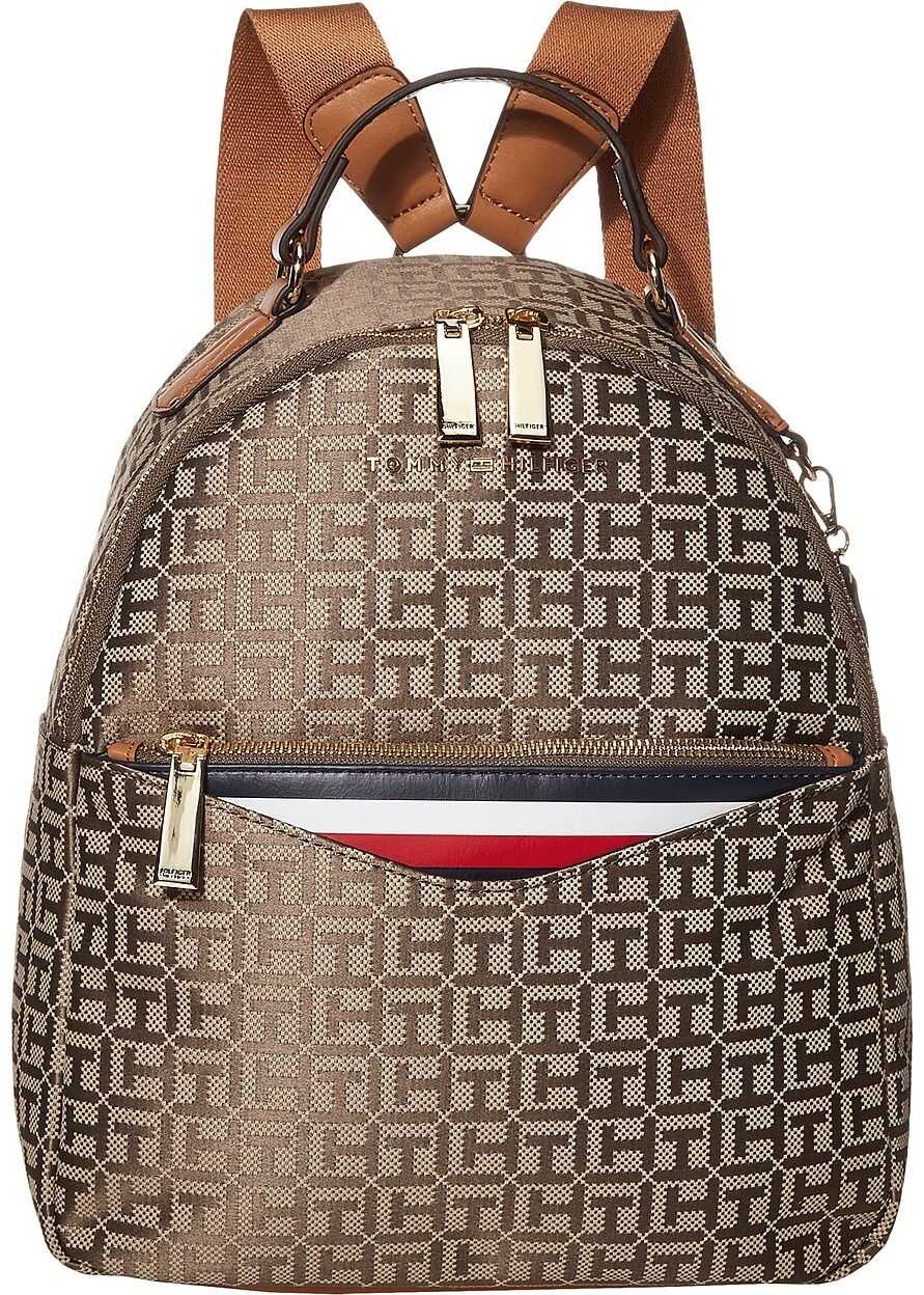 Tommy Hilfiger Walker Jacquard Backpack Tan Dark Chocolate