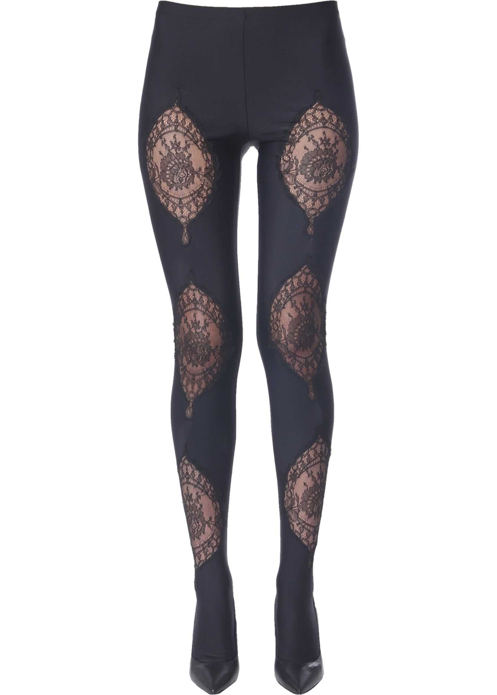 Versace Leggins With Lace Inserts BLACK