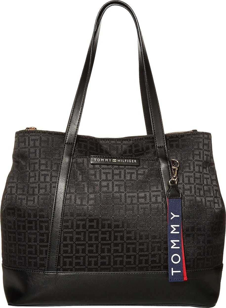 Tommy Hilfiger Lottie Jacquard Tote Black Tonal