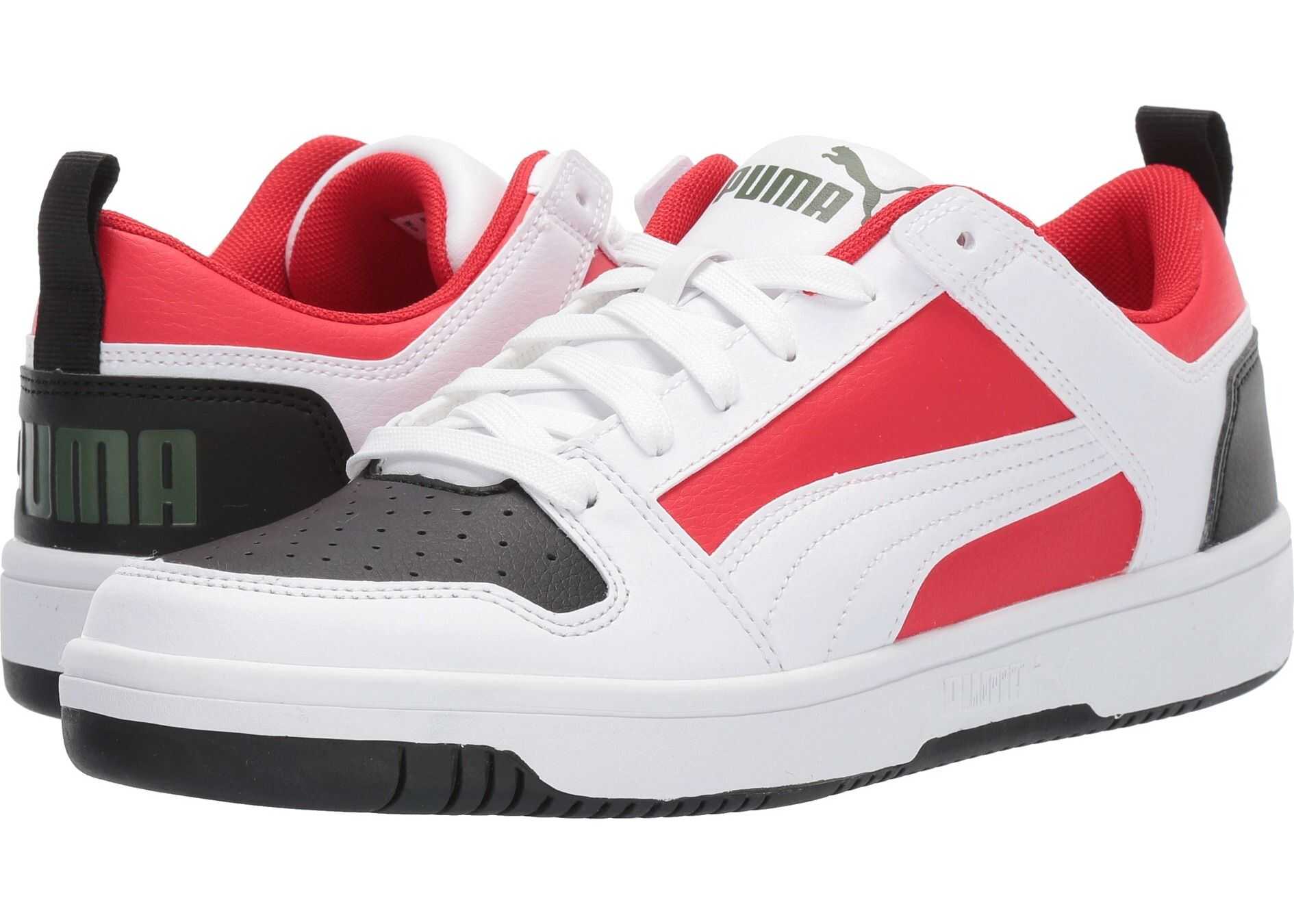 PUMA Rebound LayUp Low SL* Puma White/Puma Black/High Risk Red/Garden Green