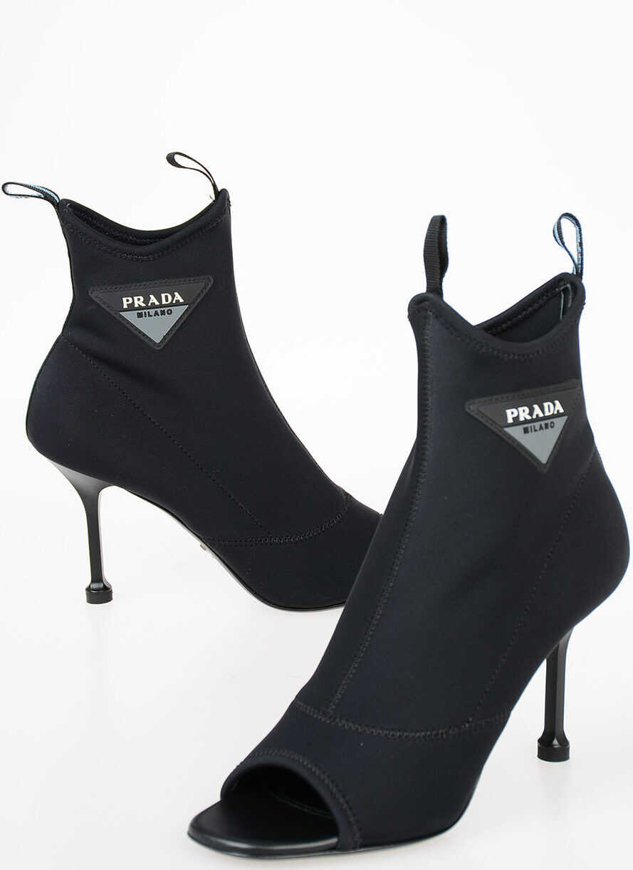 Prada 9cm Open toe Ankle Boots BLACK