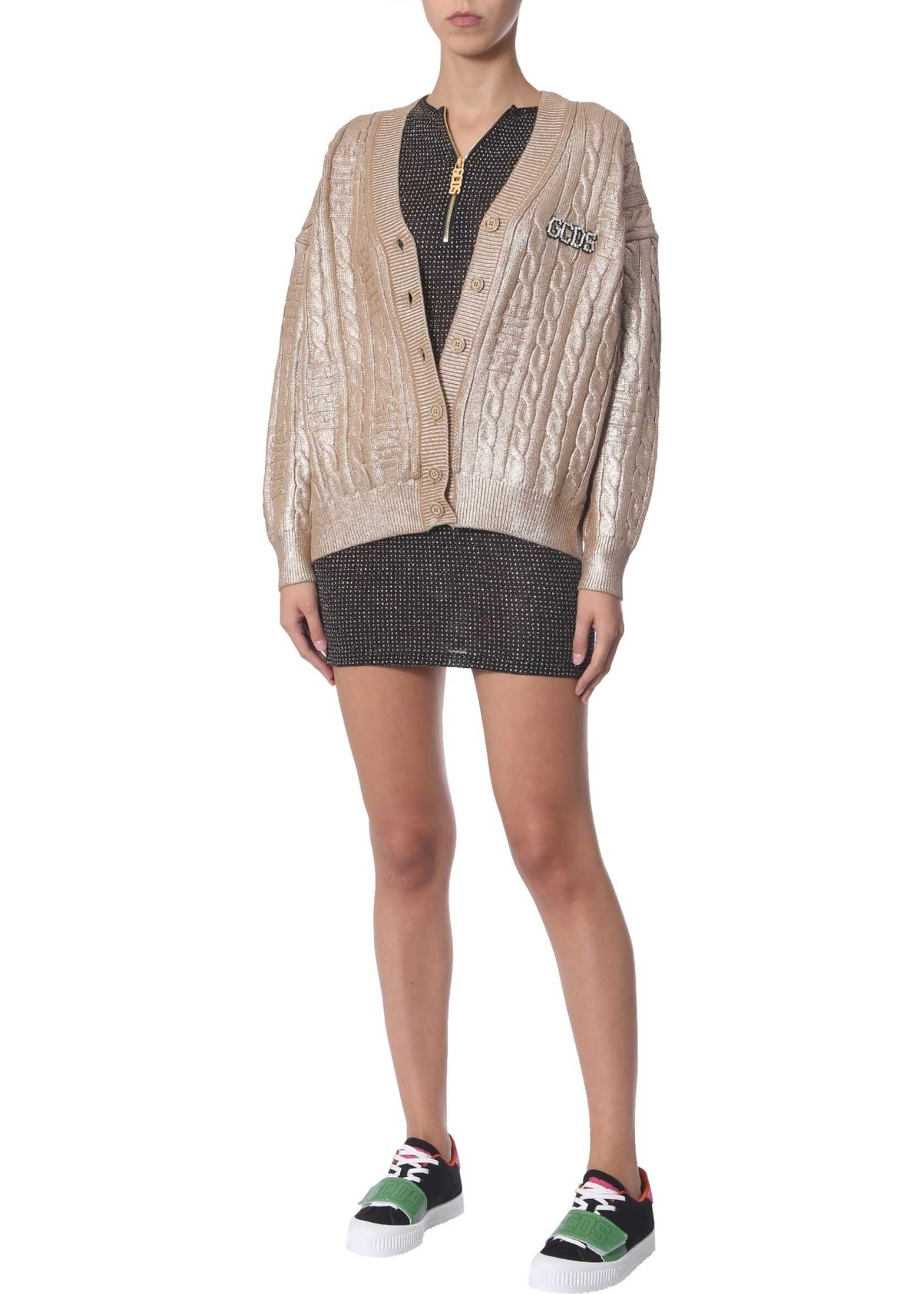 GCDS V-Neck Cardigan GOLD