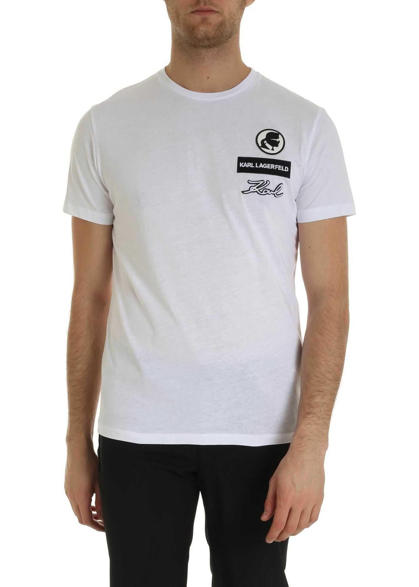 Karl Lagerfeld Logo Patch T-Shirt In White White